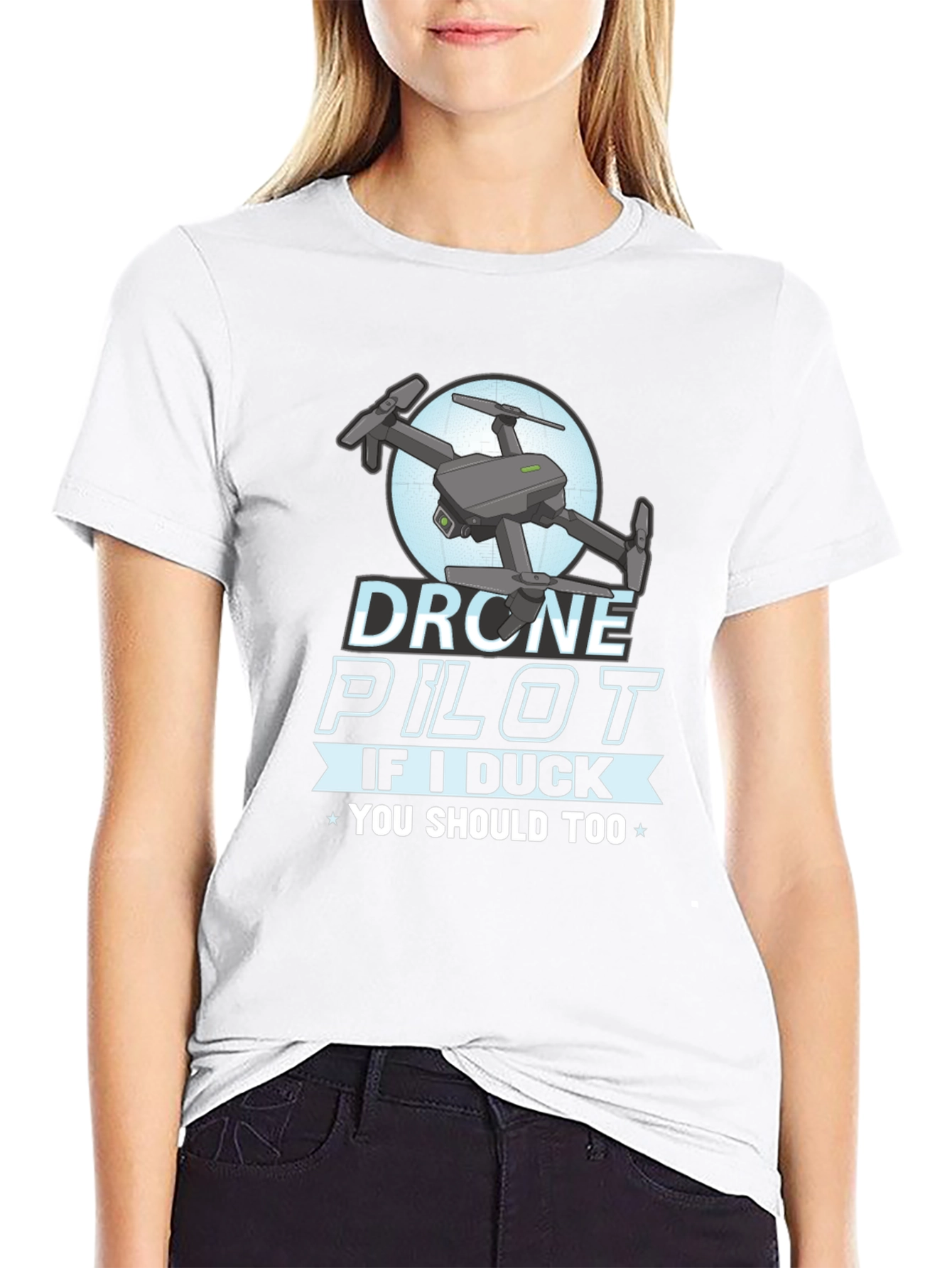 Black Drone Pilot T-Shirt - If I Duck, You Should Too! view 9
