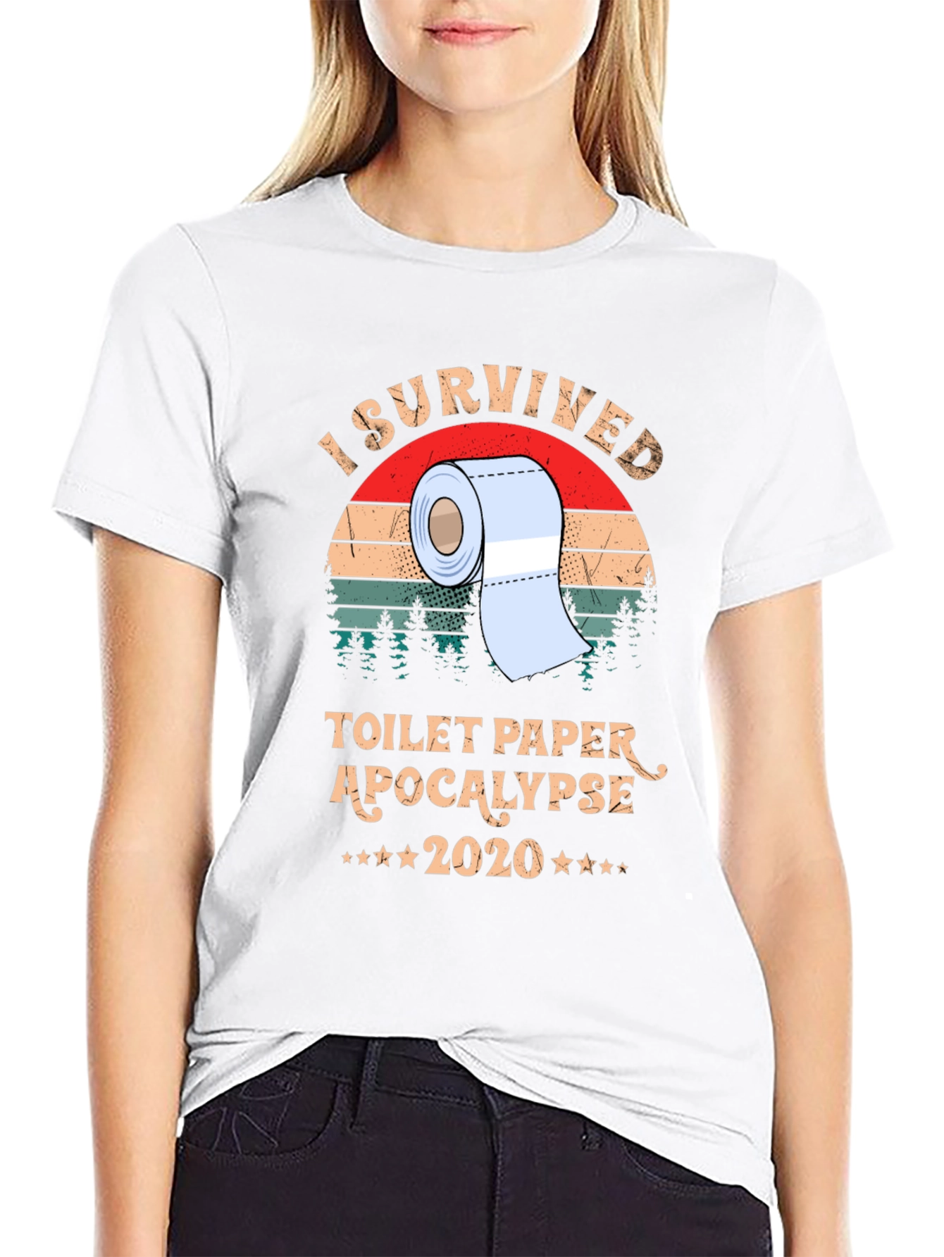 Black I Survived Toilet Paper Apocalypse 2020 T-Shirt view 9
