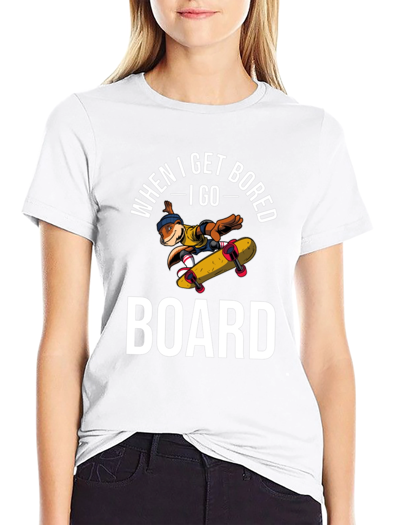 Black When I Get Bored I Go Board T-Shirt Skateboarder view 9