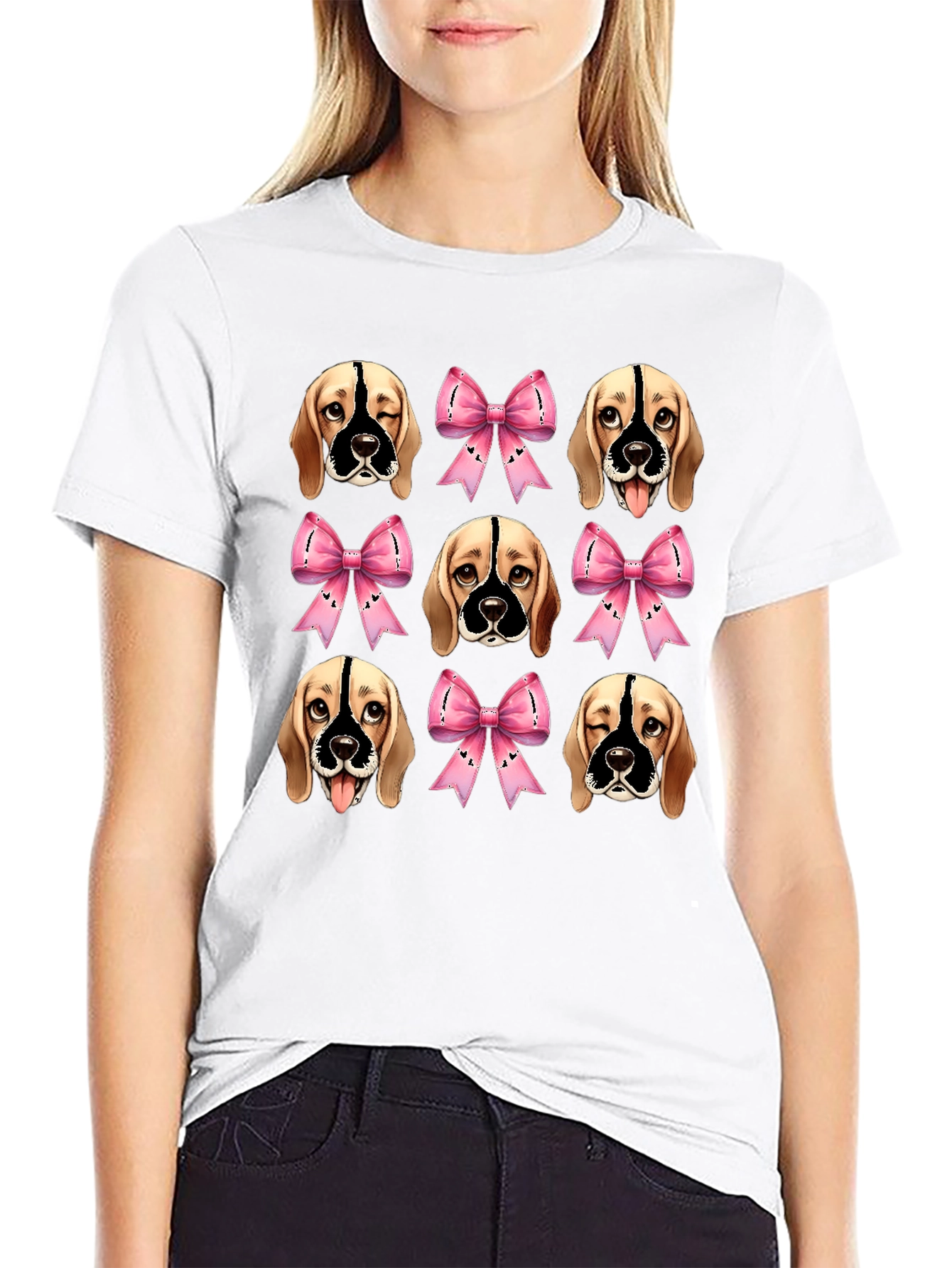 Black Dog Faces & Bows Black Graphic Tee view 9
