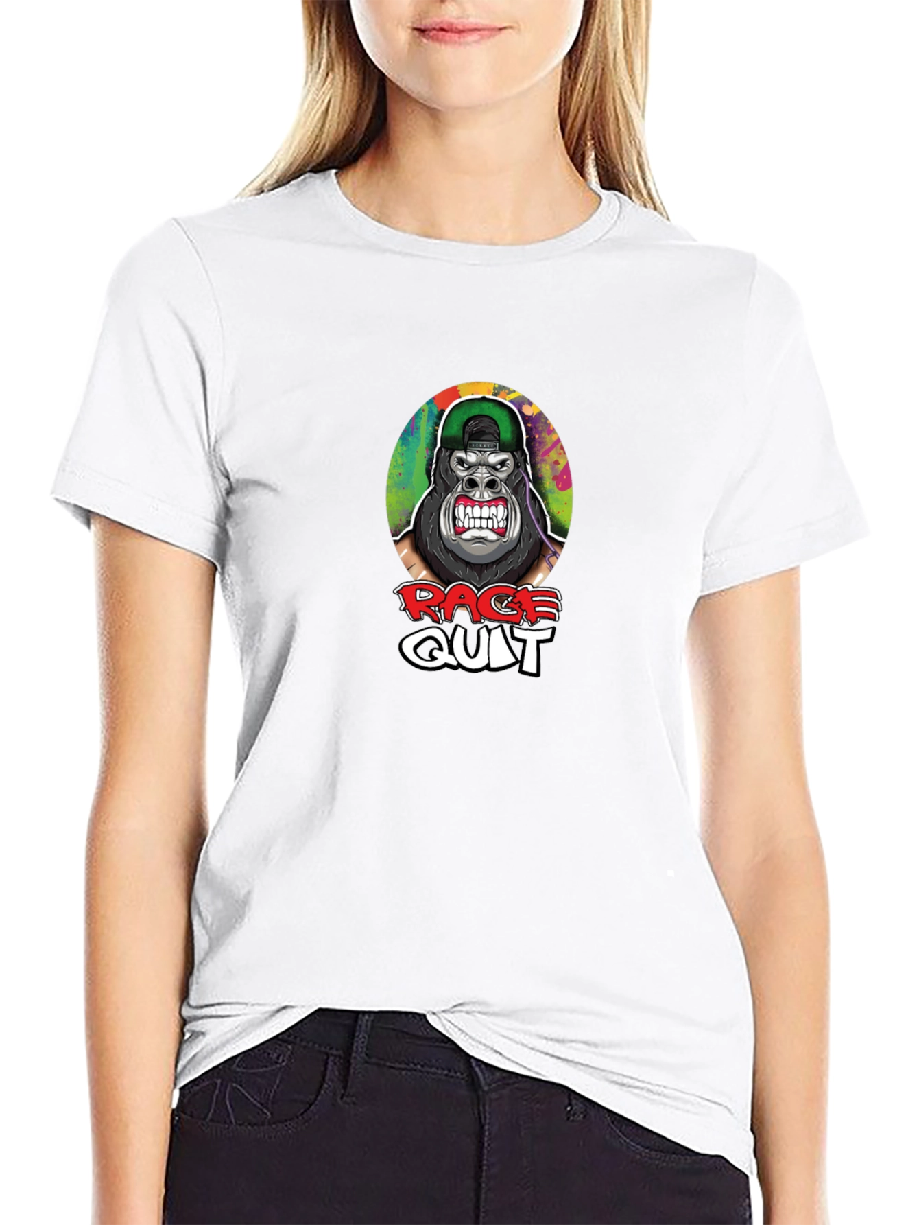 Black Rage Quit Gorilla Graphic T-Shirt - Cool Gamer Tee view 9