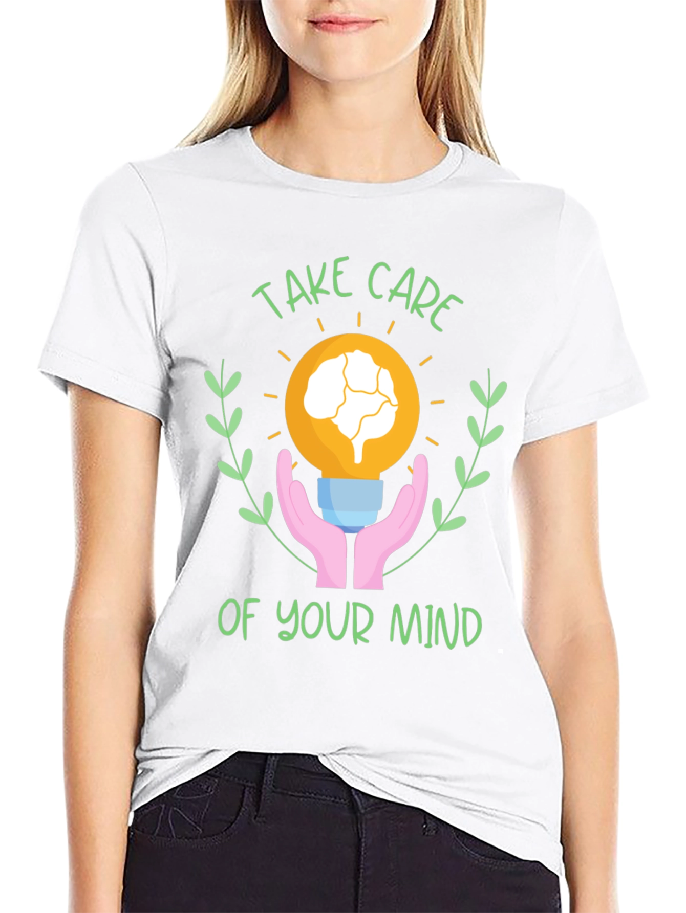 Black Take Care of Your Mind T-Shirt - Mental Health Awareness view 9