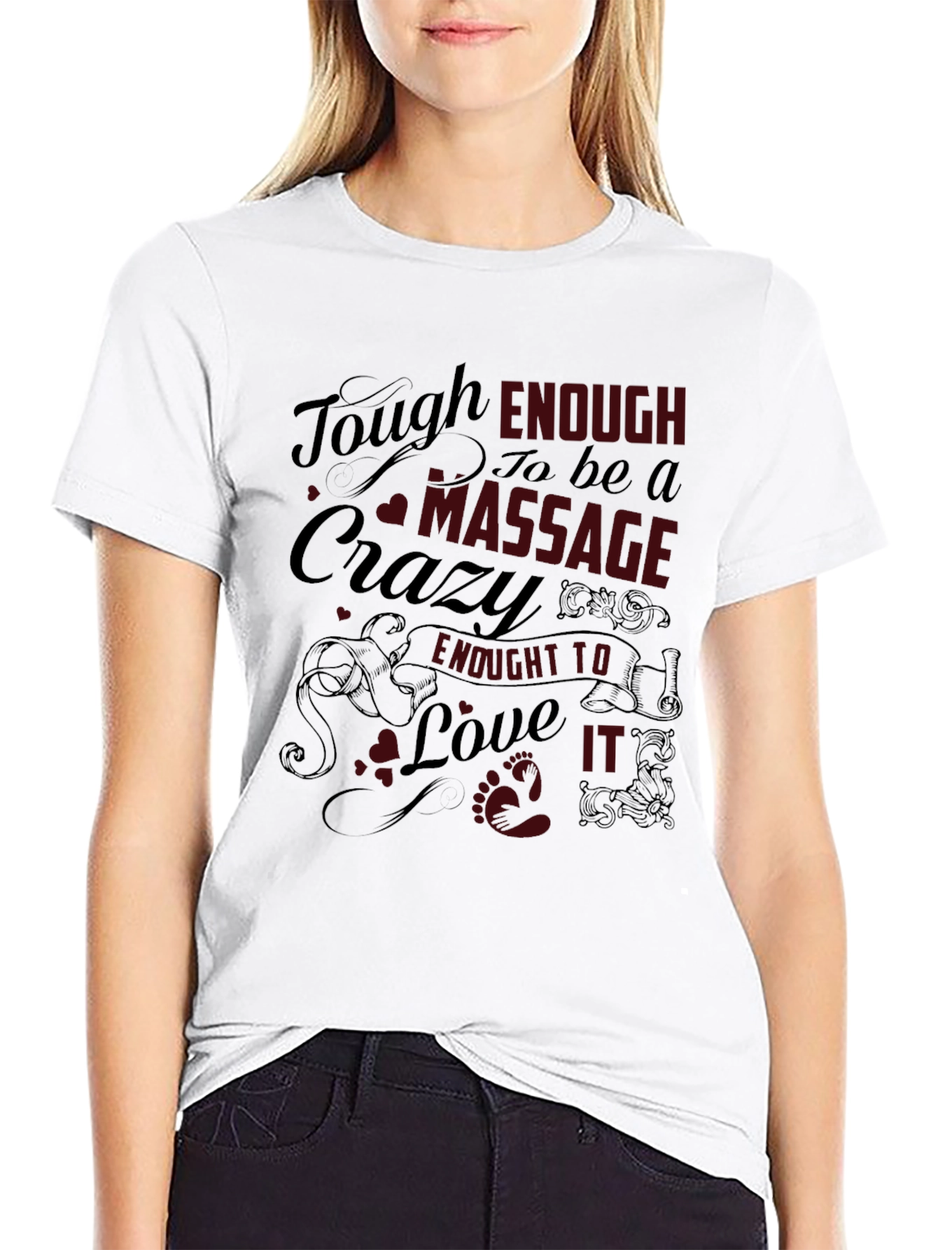 Black Tough Enough Massage Crazy T-Shirt view 9