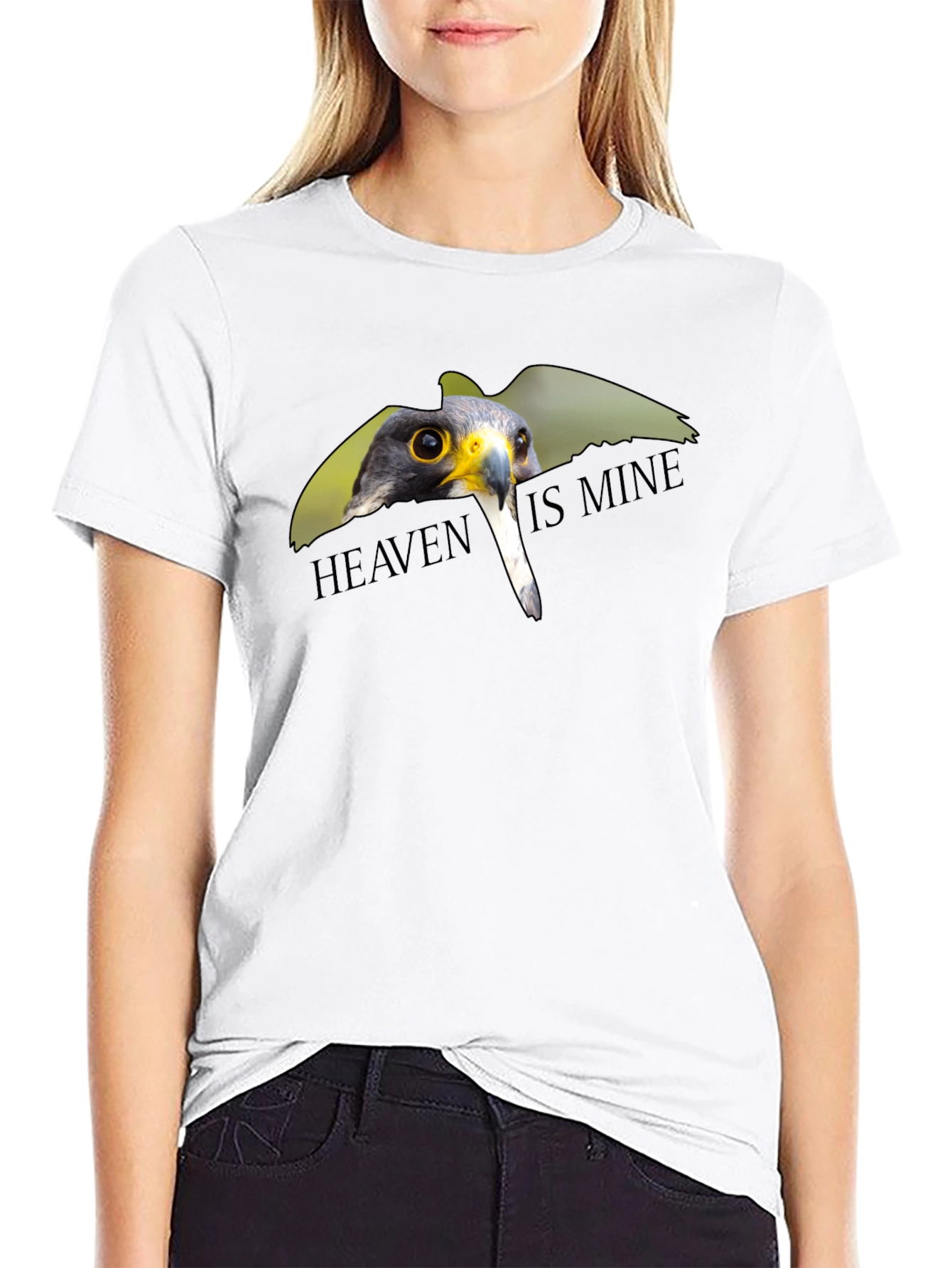 Black Heaven Is Mine Falcon Graphic Tee - Soft Cotton Blend view 9