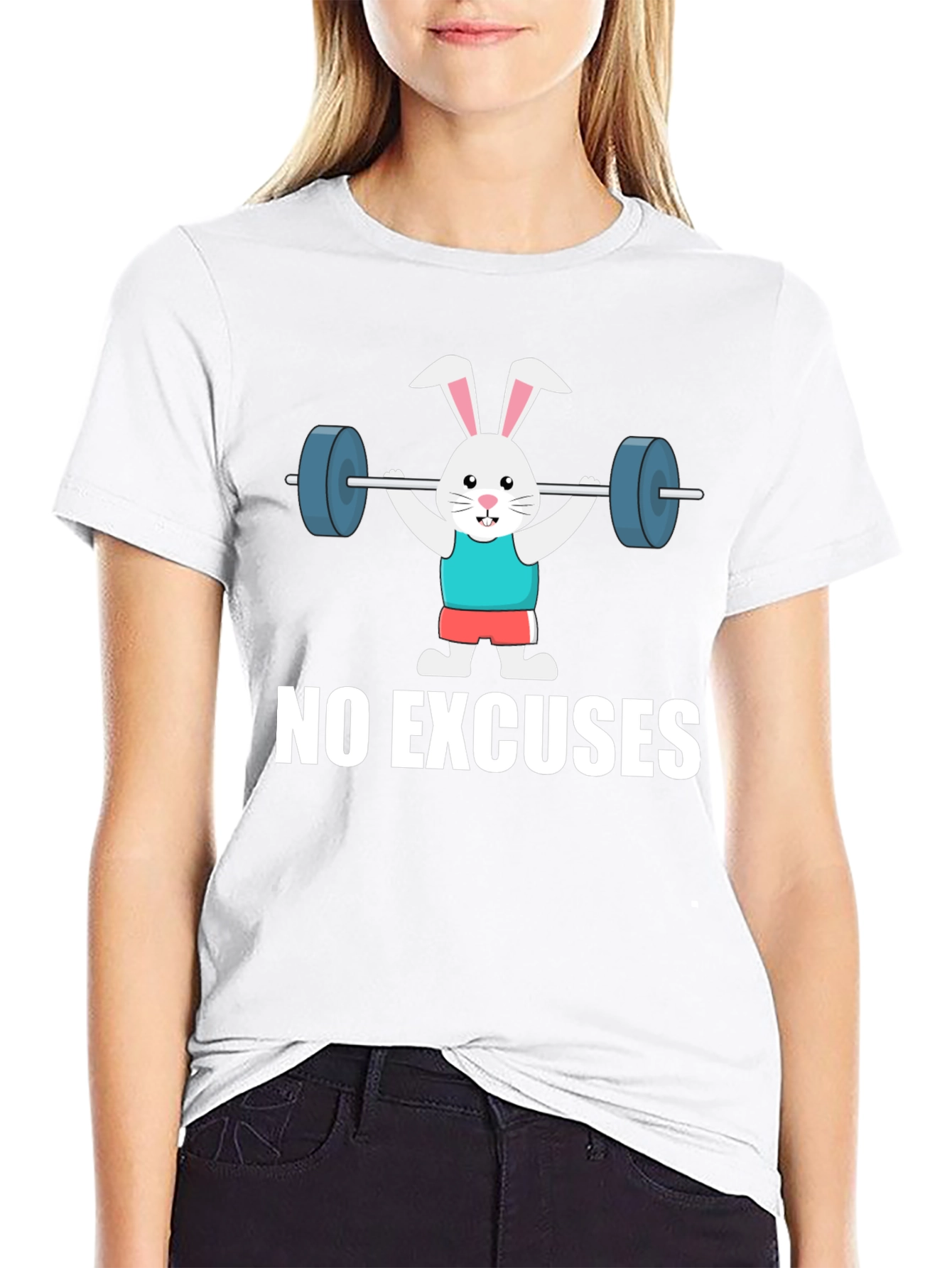 Black No Excuses Bunny Gym Workout T-Shirt view 9