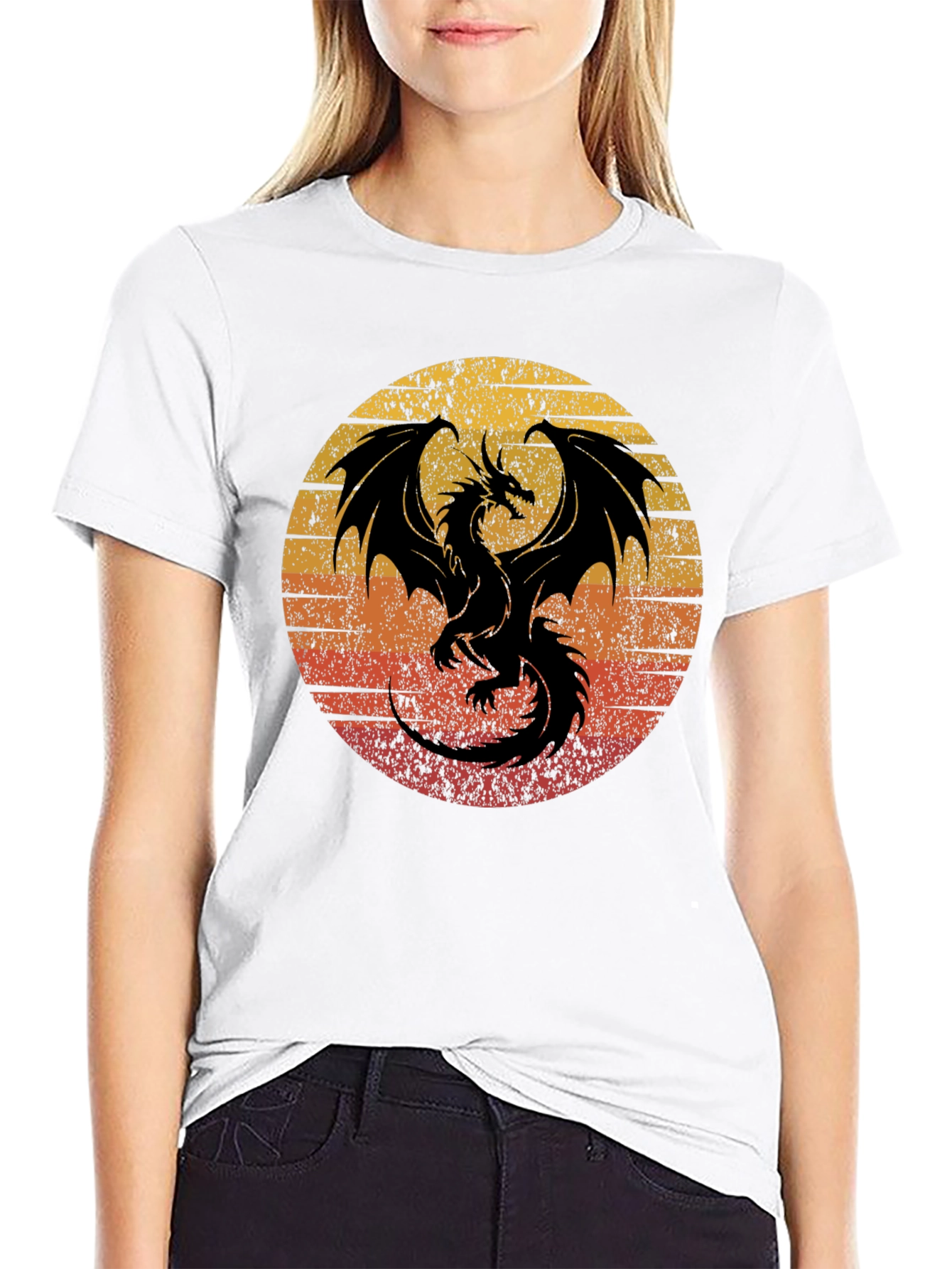 Black Retro Dragon Graphic Tee - Men's Black T-Shirt view 9
