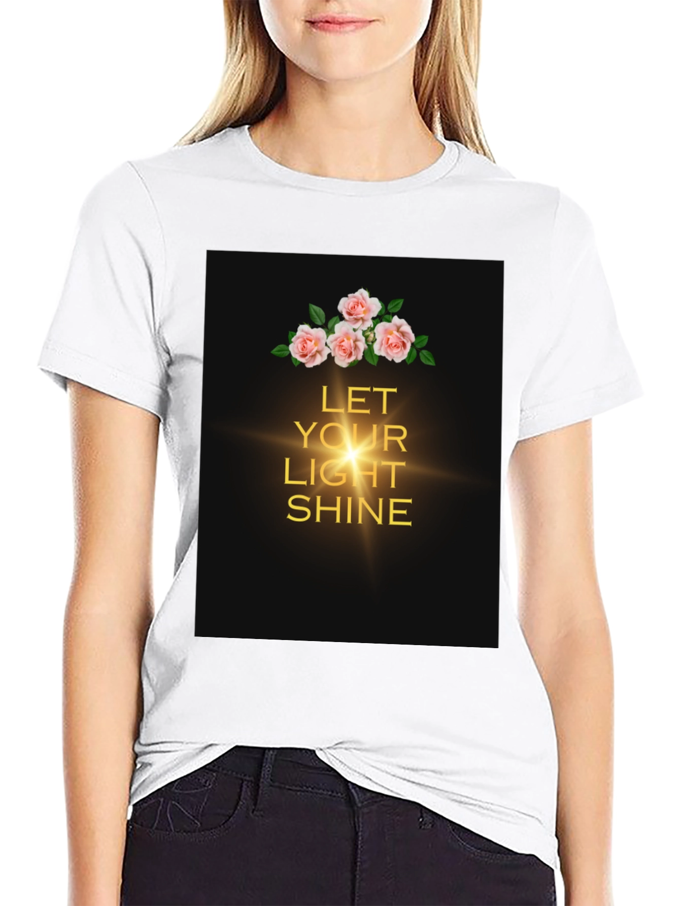Black Floral Light Shine T-Shirt view 9