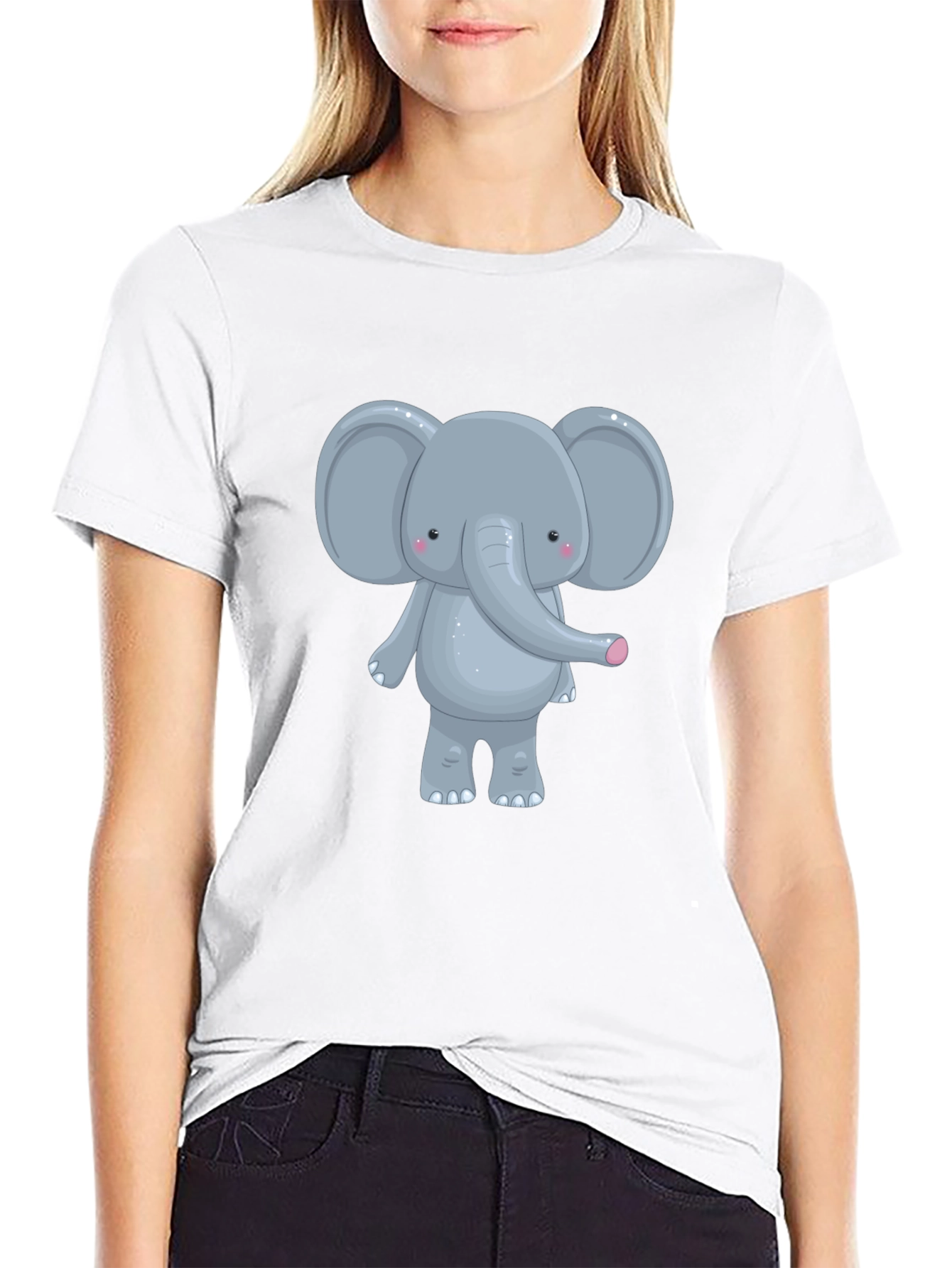 Black Cute Elephant Graphic Tee - Unisex Black T-Shirt view 9