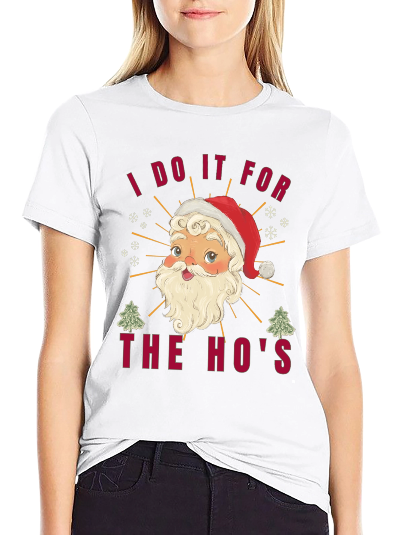 Black I Do It For The Ho's Christmas Santa T-Shirt view 9