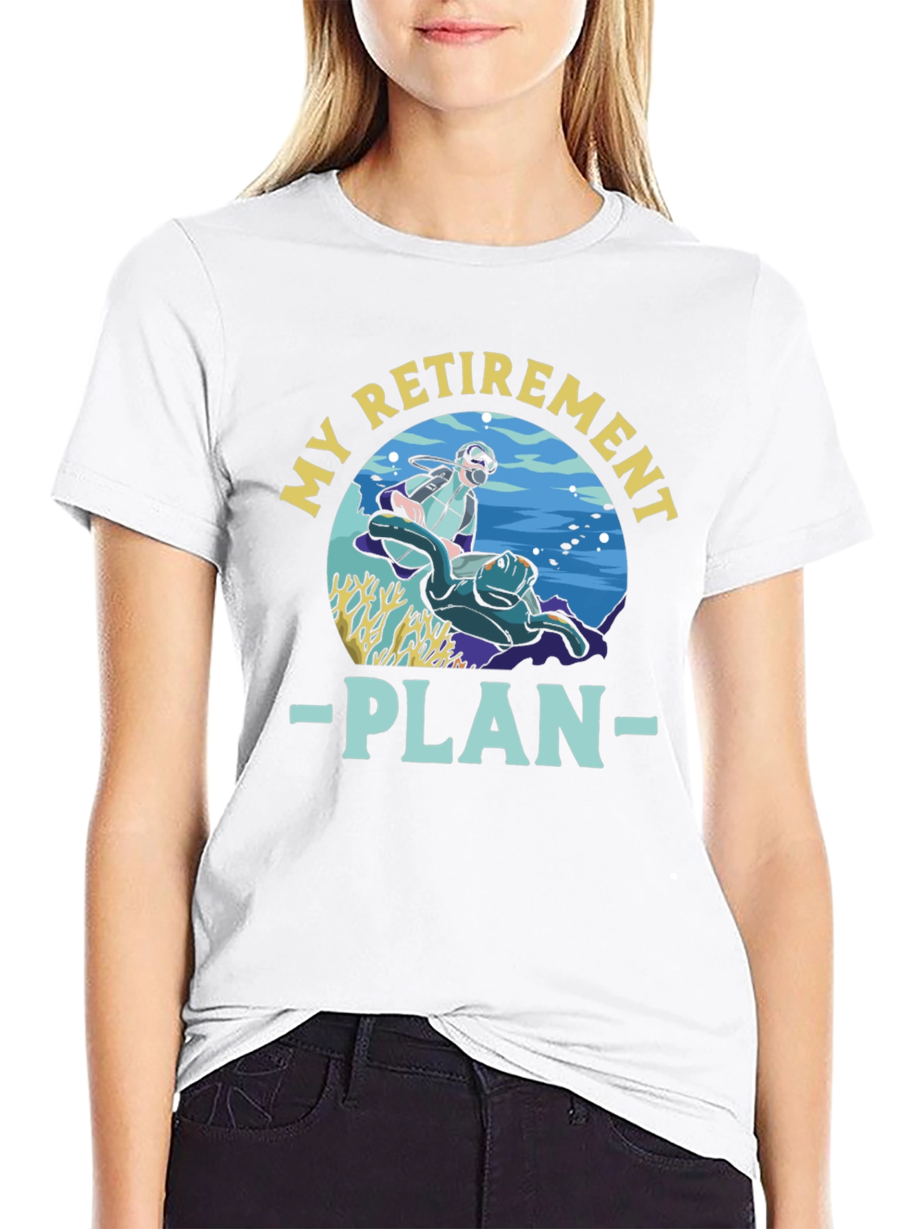 Black Diving Retirement Plan Graphic T-Shirt view 9