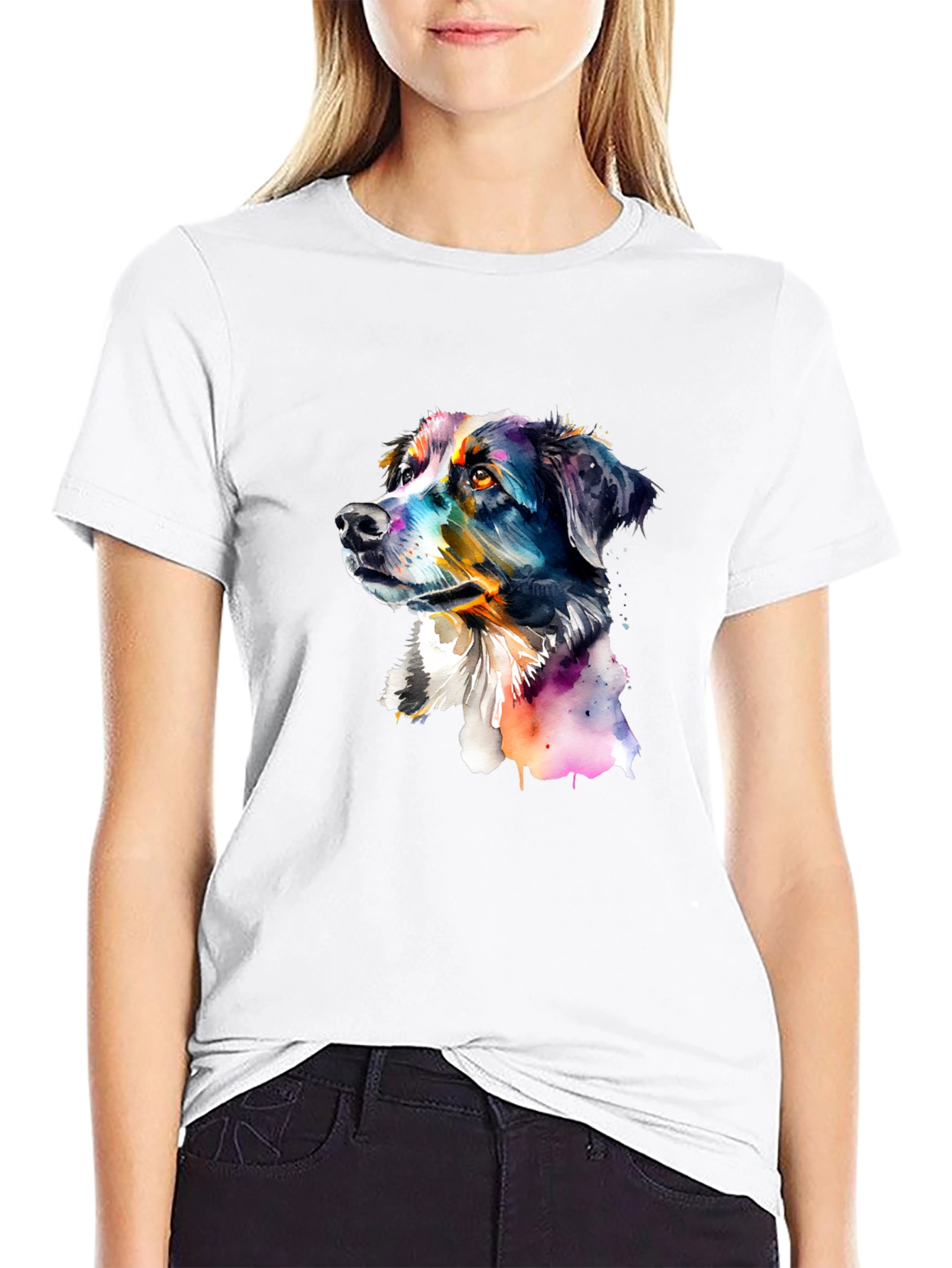 Black Dog Portrait Graphic Tee - Men's Black T-Shirt view 9