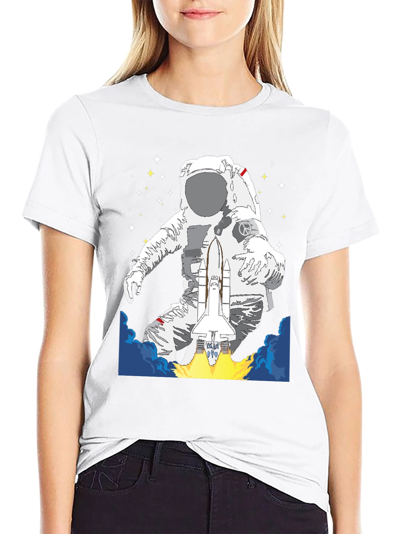 Black Astronaut Space Shuttle Graphic Tee view 9
