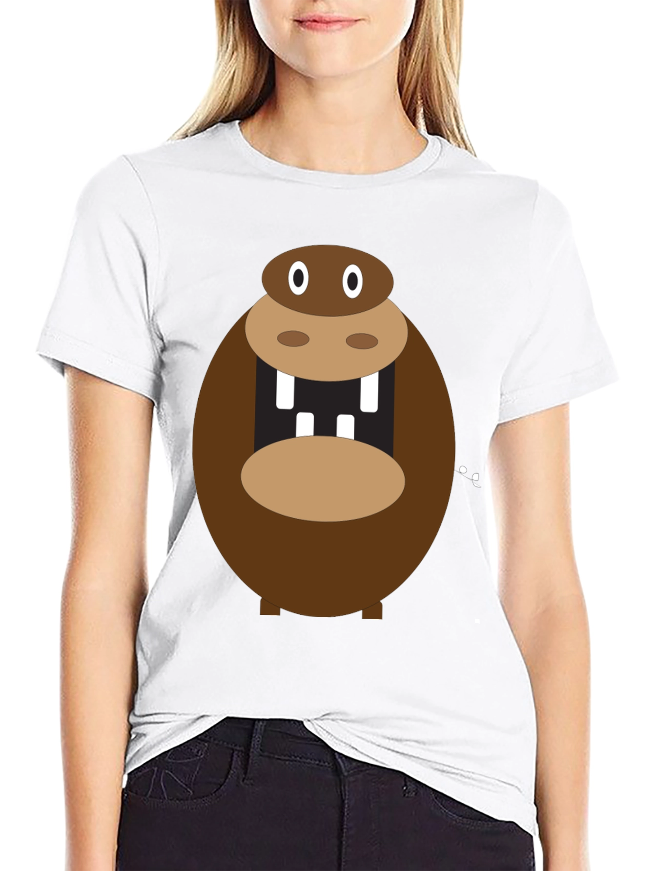Black Hippo Graphic T-Shirt - Funny Cartoon Animal Tee view 9