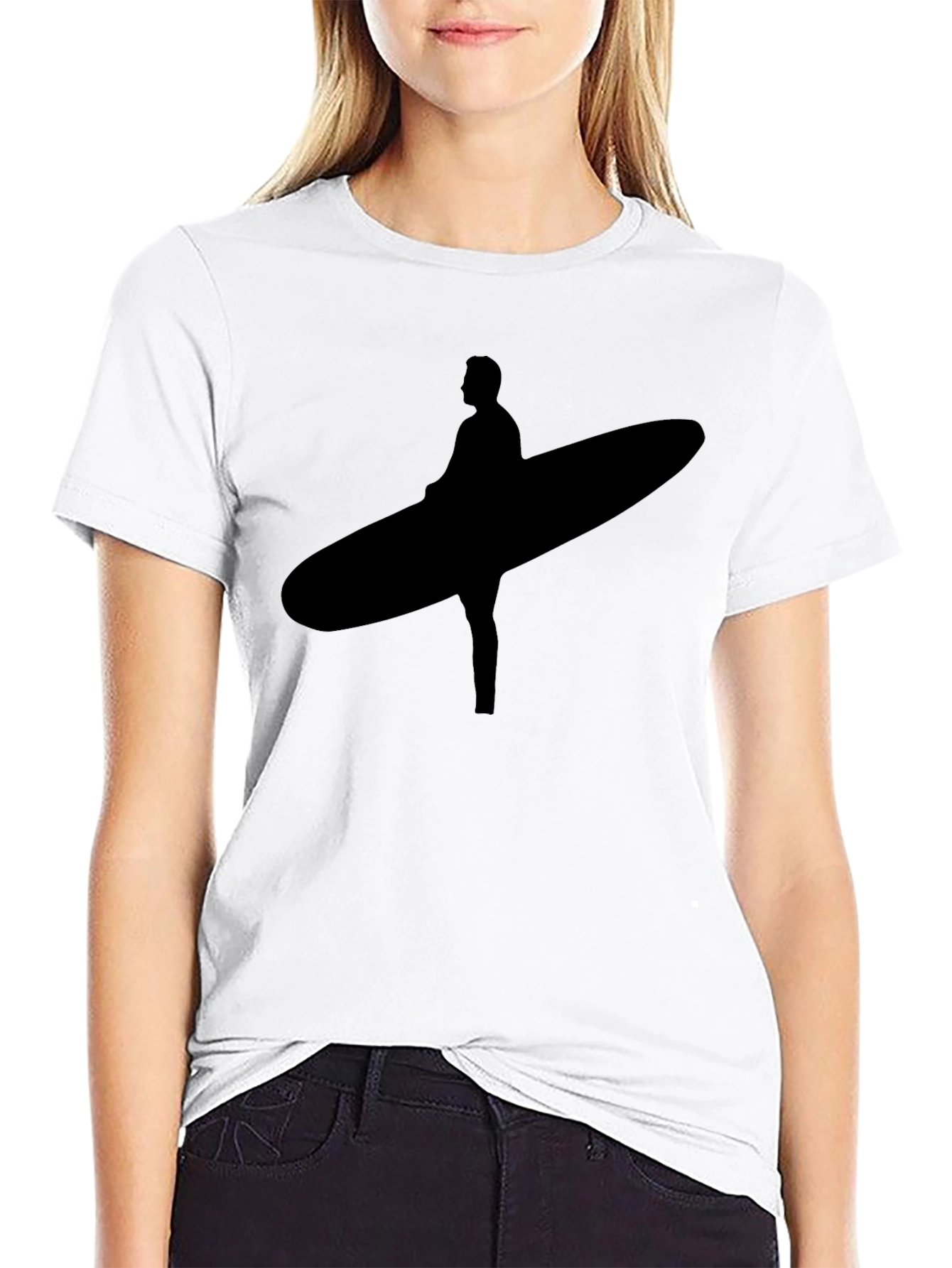 Black Surfer Silhouette Black Tee view 9