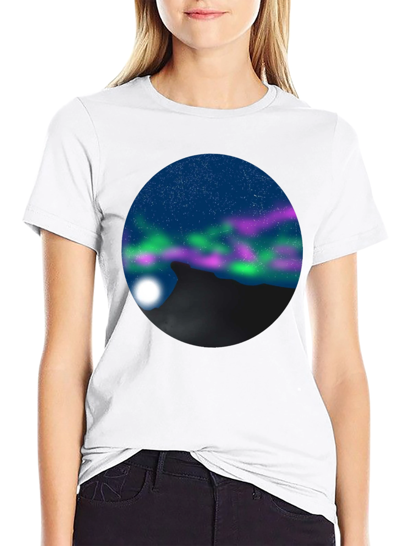 Black Aurora Mountain Black T-Shirt view 9