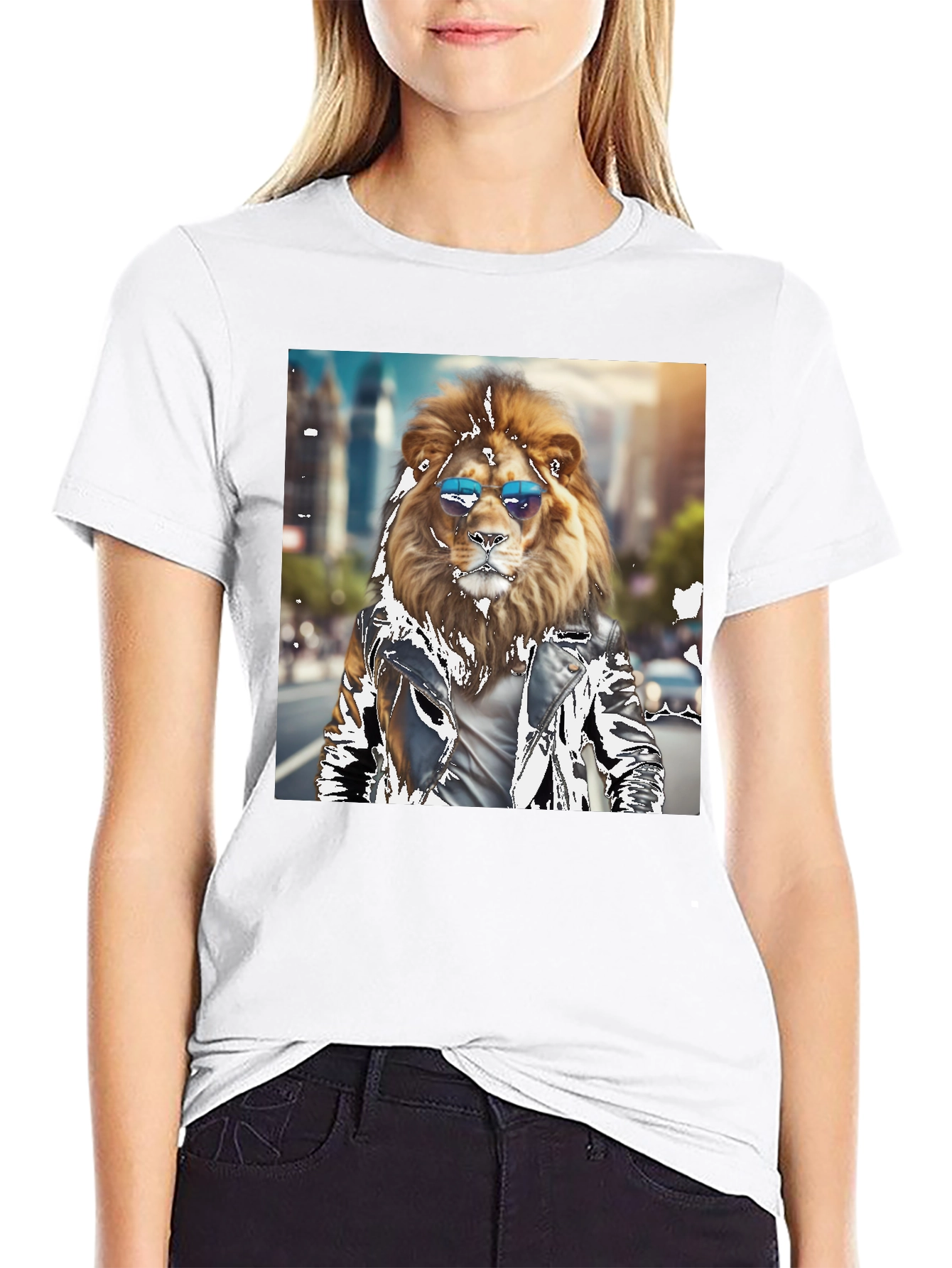 Black Cool Lion Graphic Tee - Black view 9