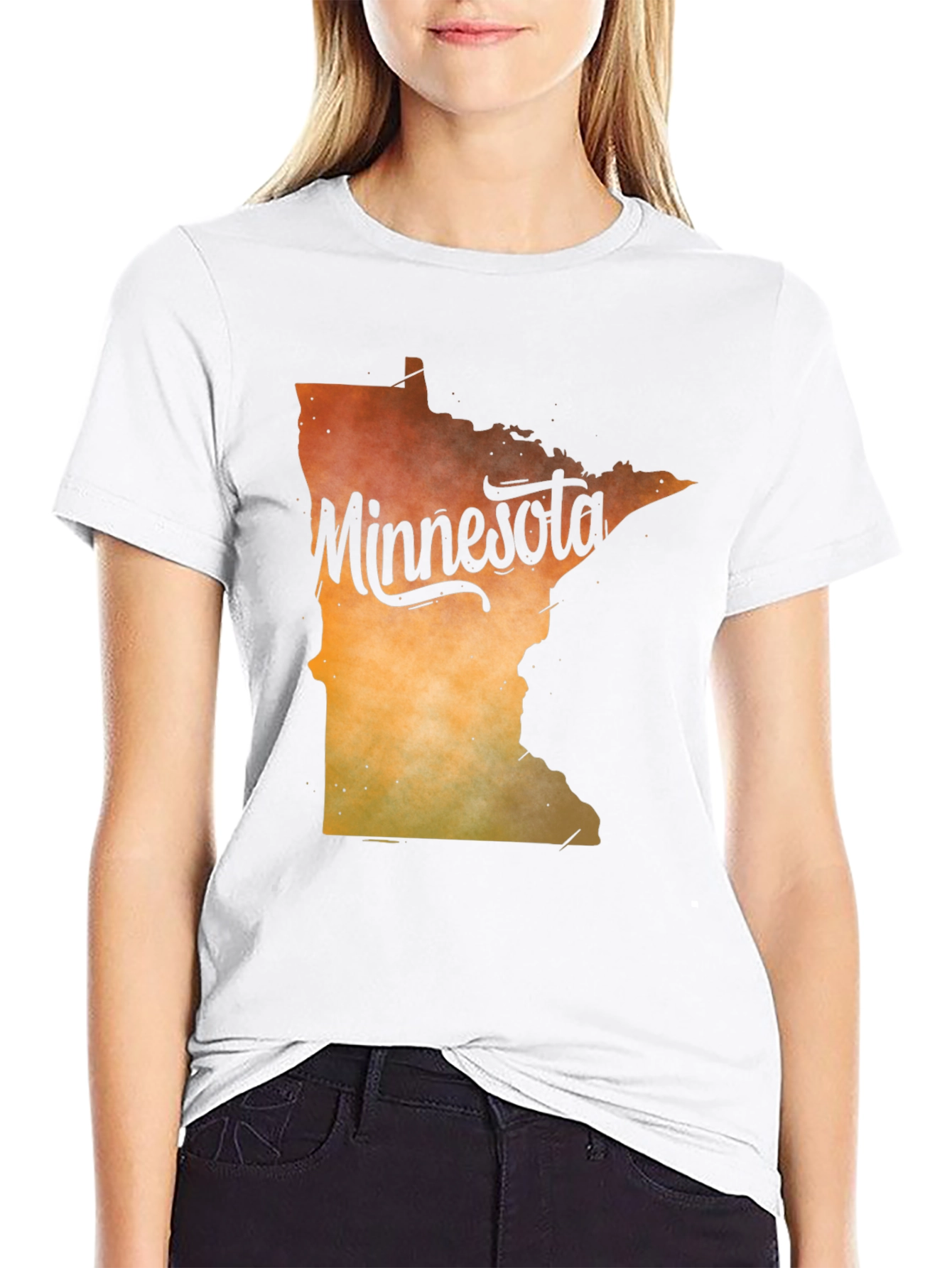 Black Minnesota State Outline Graphic T-Shirt view 9