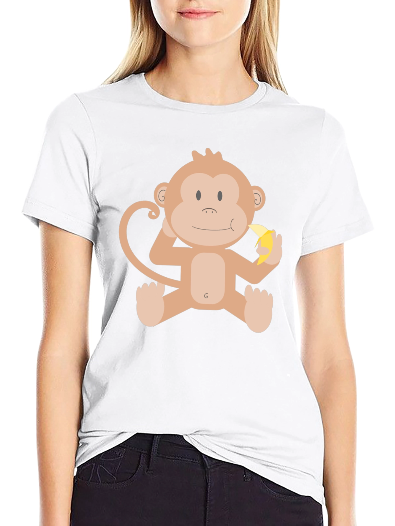 Black Funny Monkey Banana Graphic Black T-Shirt view 9