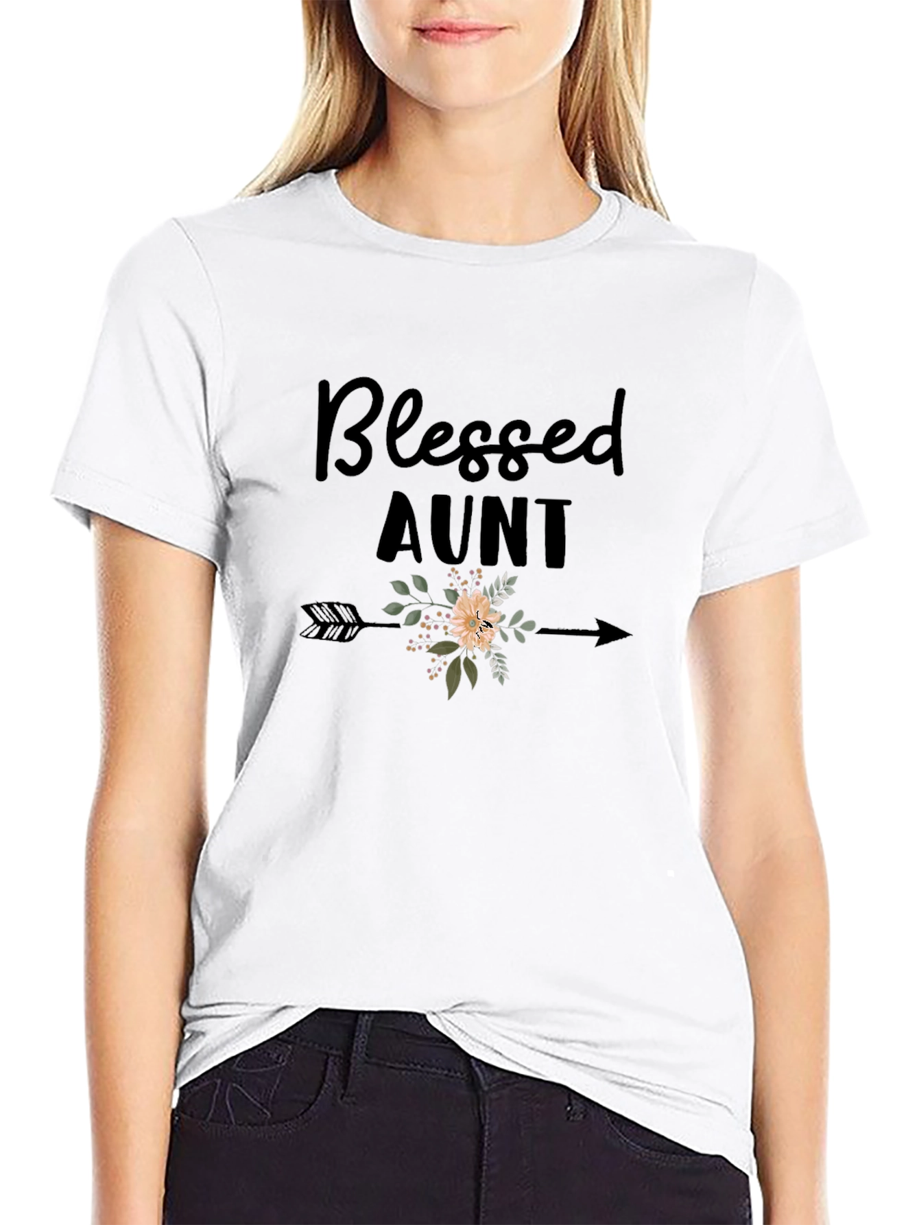 Black Blessed Aunt Graphic Tee - Black view 9