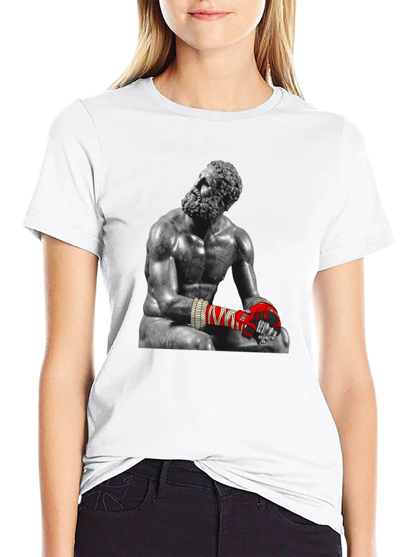 Black The Boxer Statue Graphic Tee - Unique Design view 9