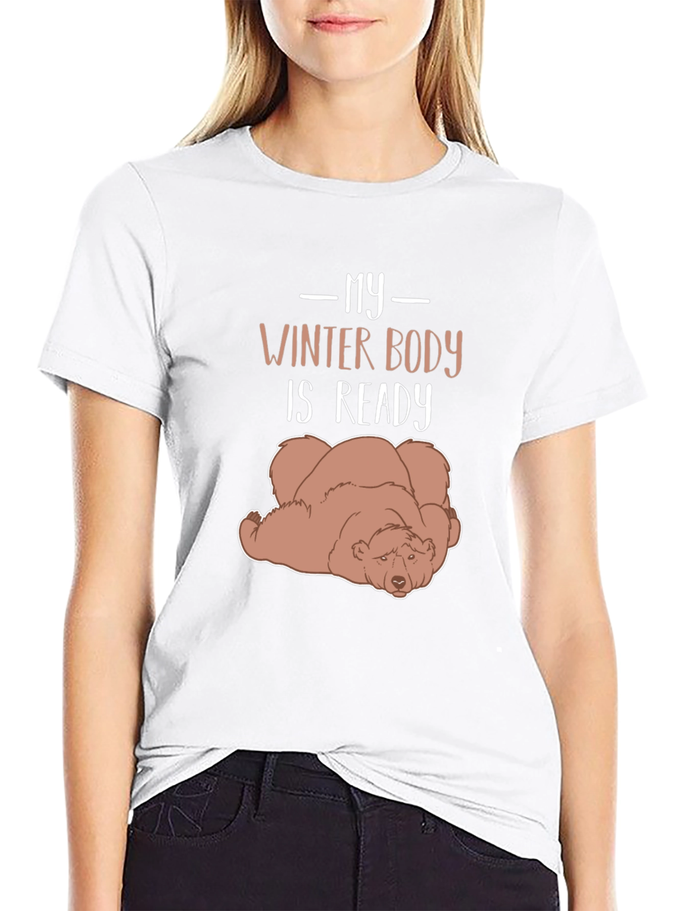 Black My Winter Body is Ready Lazy Bear Graphic Tee view 9