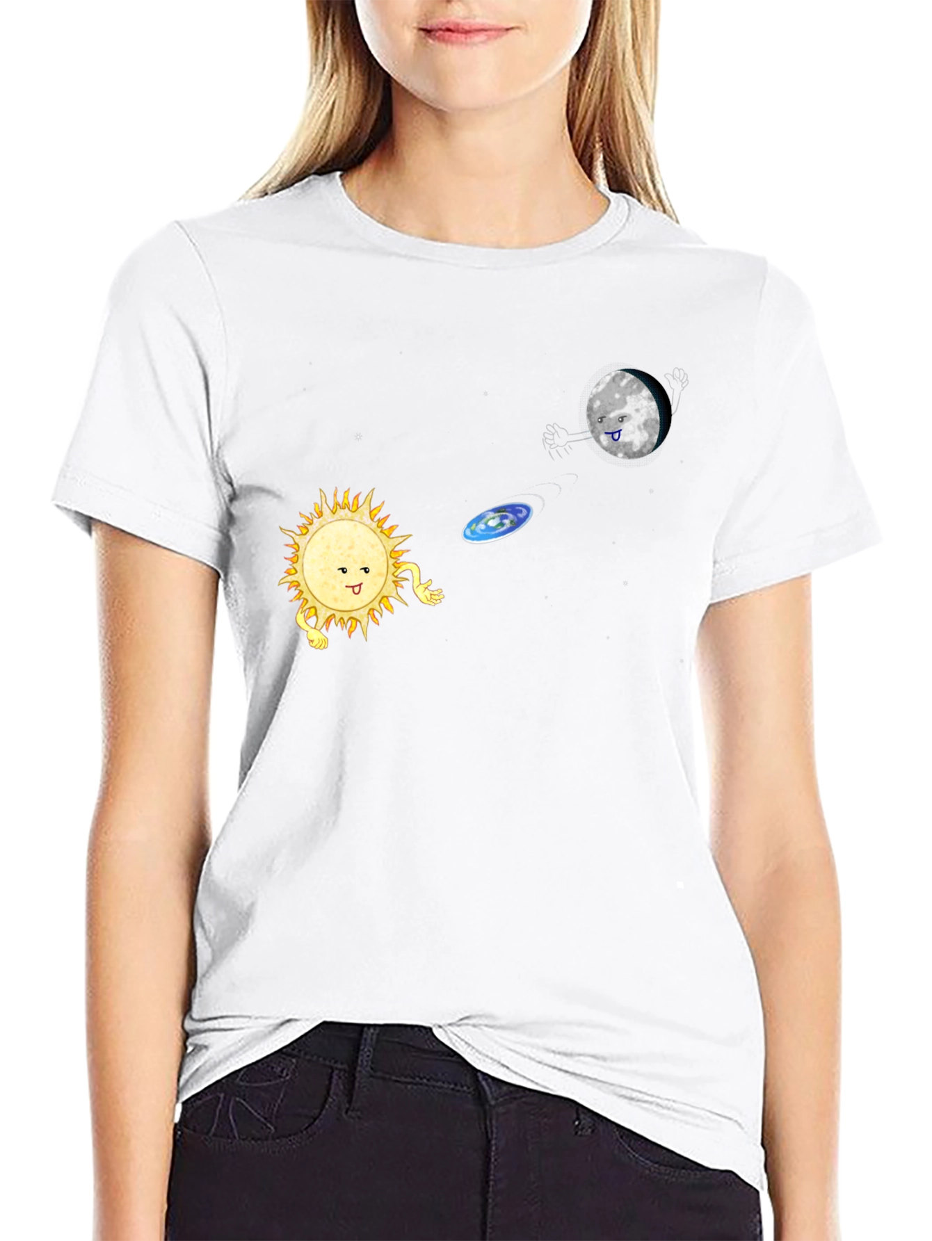 Black Sun & Moon Frisbee T-Shirt - Fun Graphic Tee view 9