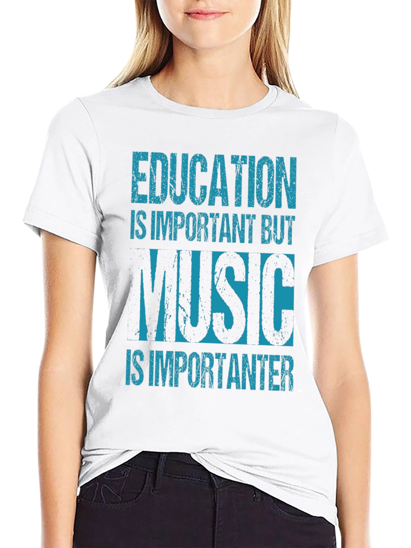 Black Education Music Graphic Tee - Black Cotton Blend view 9