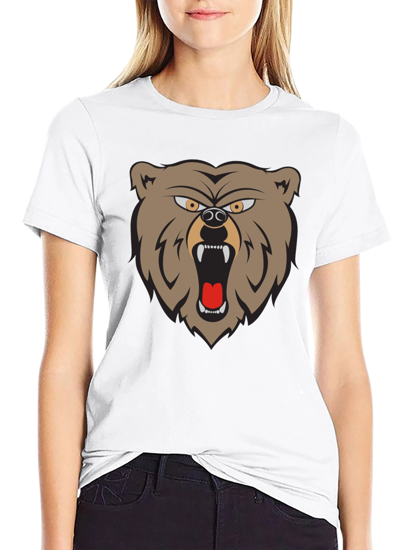 Black Men's Graphic T-Shirt - Roaring Bear Design view 9