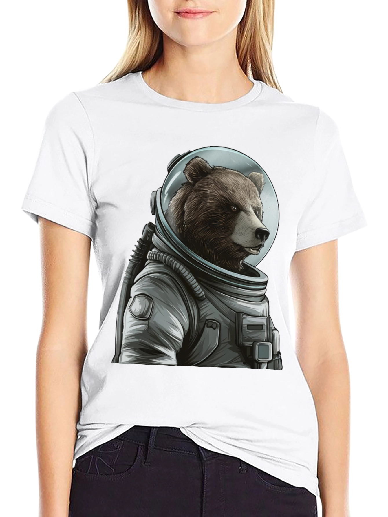 Black Bear Astronaut Graphic T-Shirt - Space Explorer view 9
