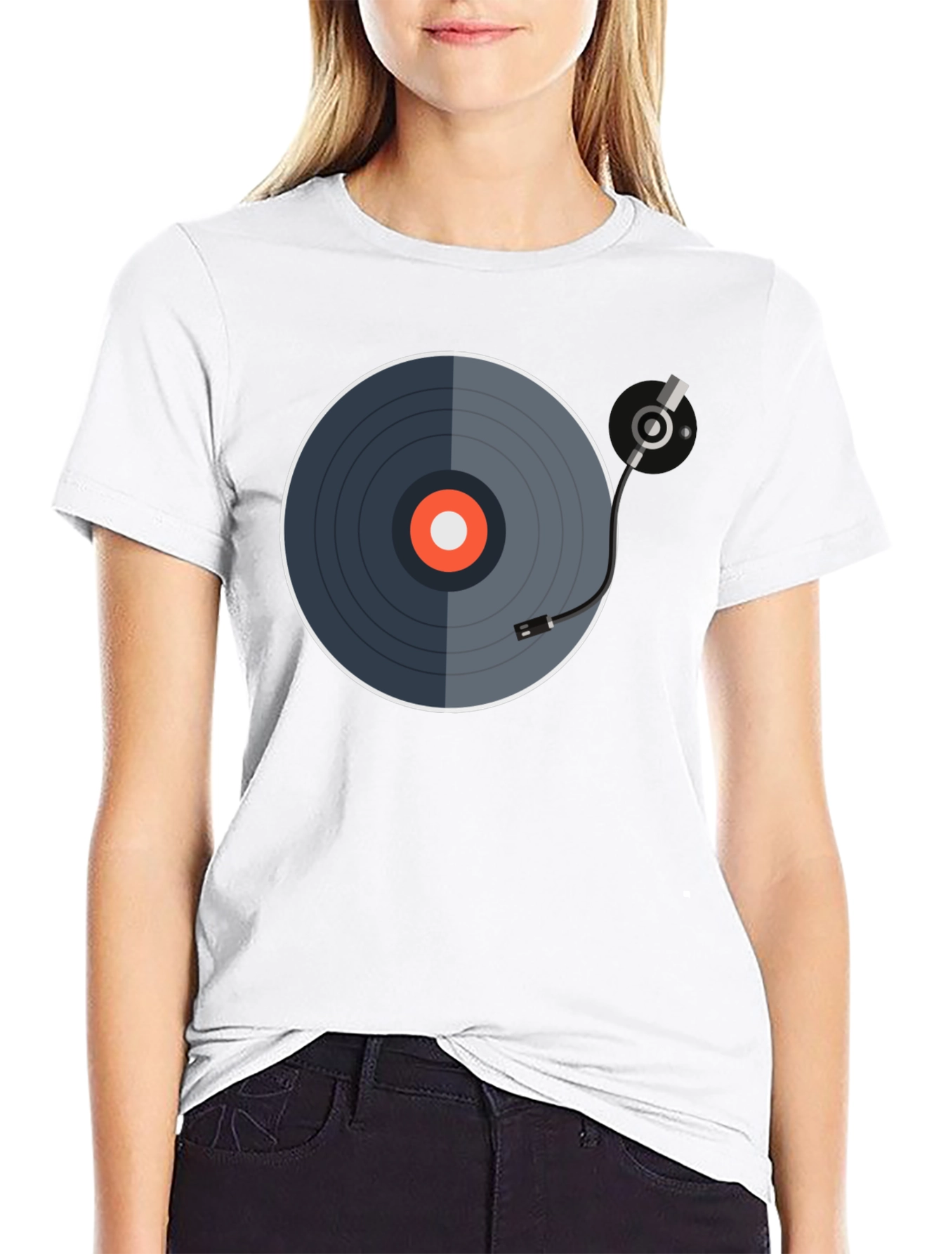 Black Cool Vinyl Record Graphic Tee - Black view 9