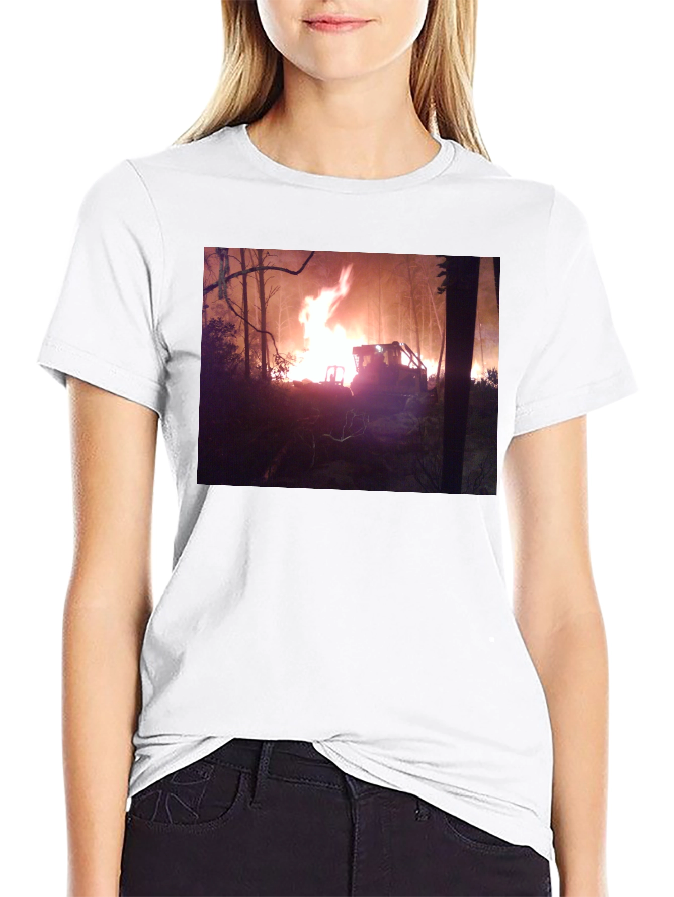 Black Inferno Tractor Graphic Tee - Black Cotton Blend view 9