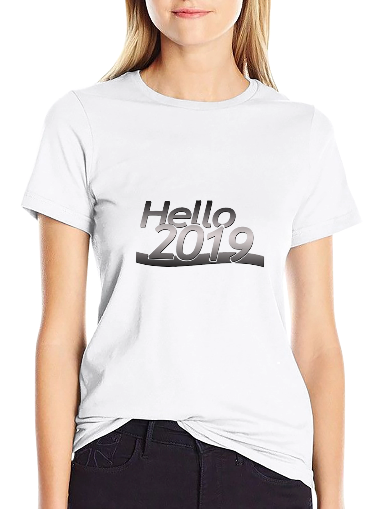Black Hello 2019 Black T-Shirt view 9