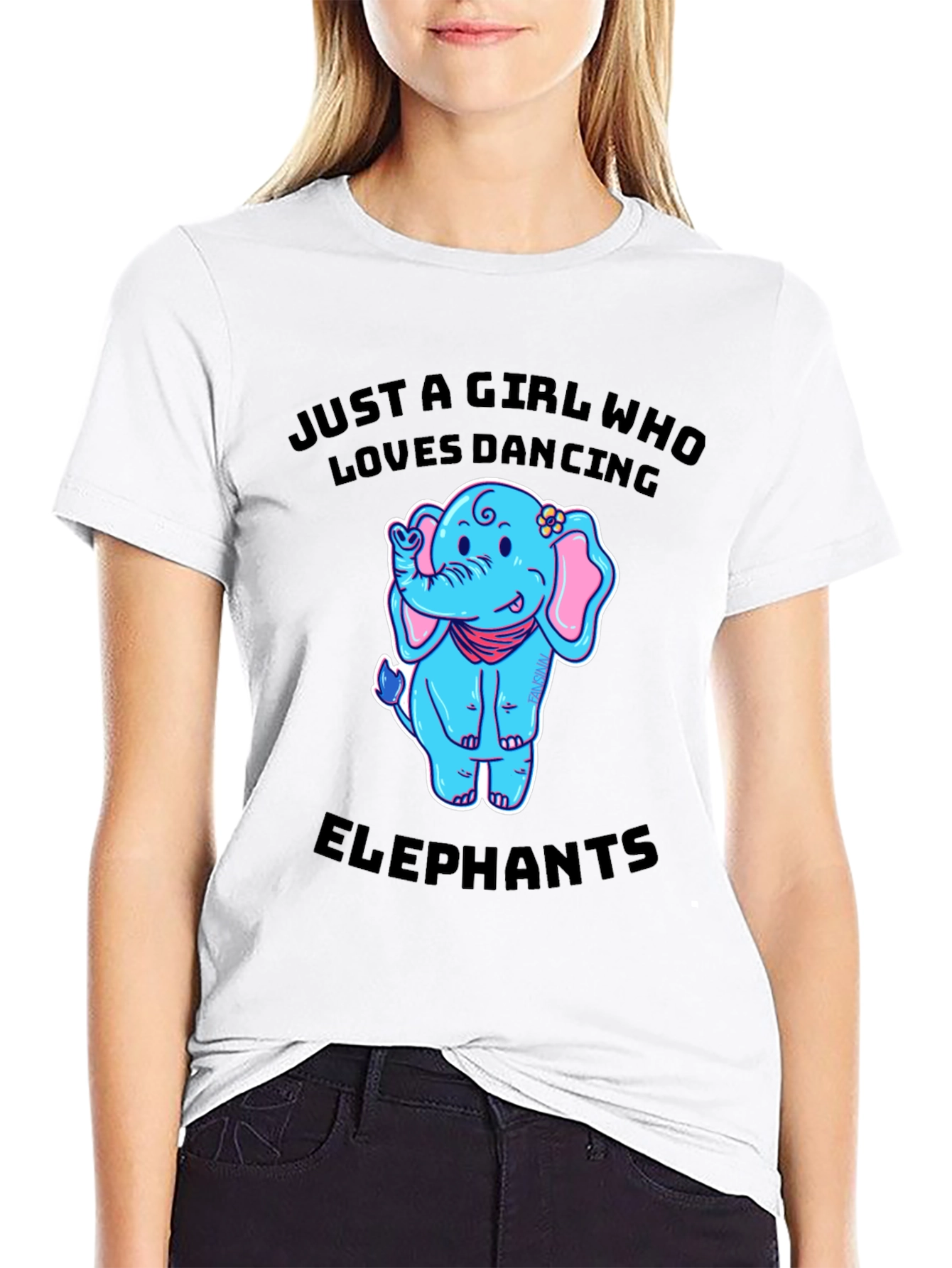 Black Dancing Elephant Girl's Graphic T-Shirt view 9