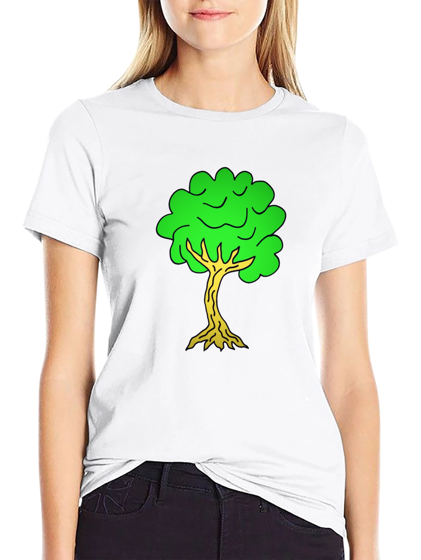 Black Cartoon Tree Black T-Shirt view 9