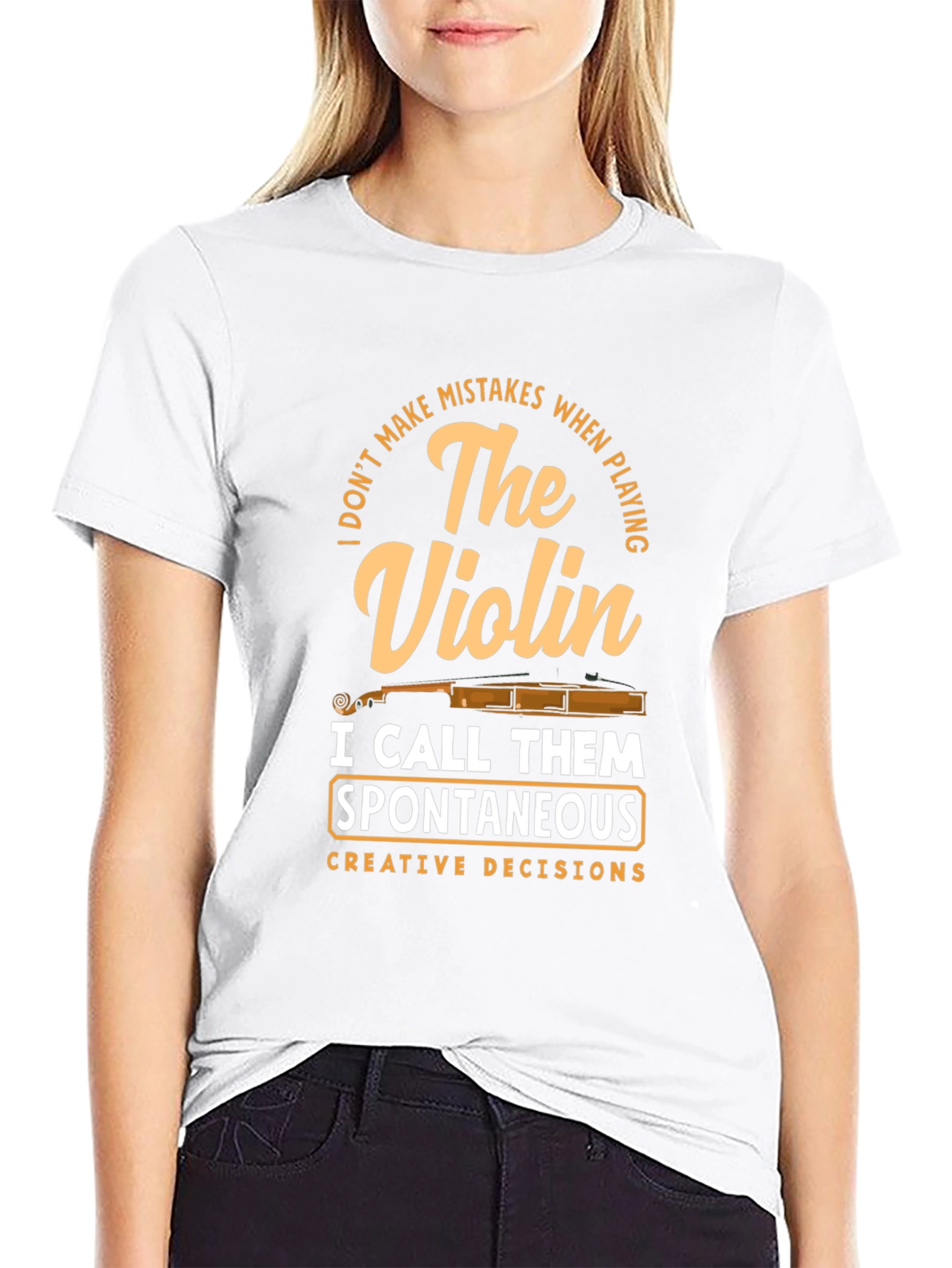 Black Violin Player T-Shirt - Spontaneous Creative Decisions view 9