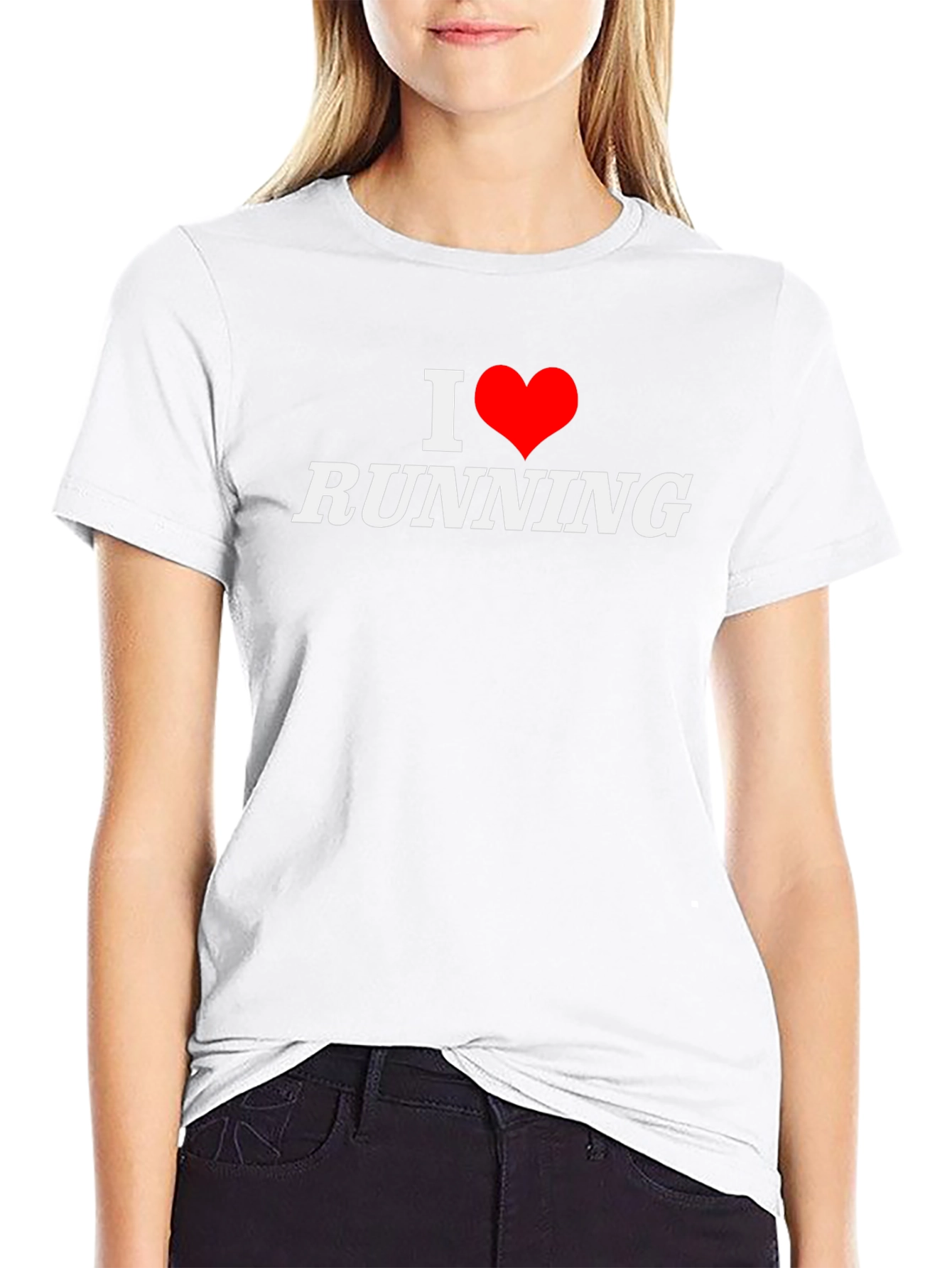 Black I Heart Running Black Cotton Tee view 9