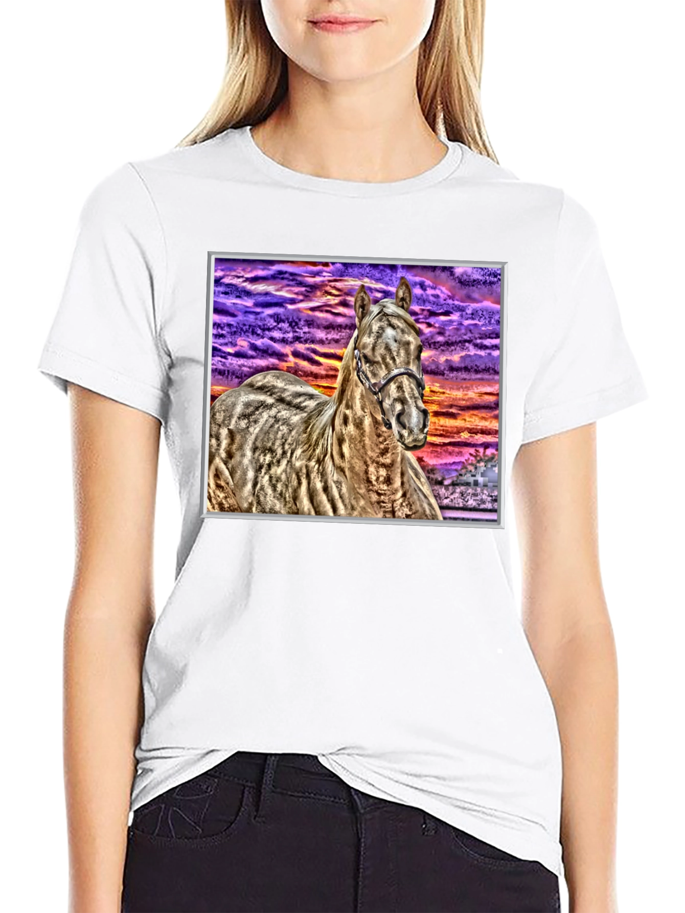 Black Horse Graphic T-Shirt - Sunset Stallion Tee view 9