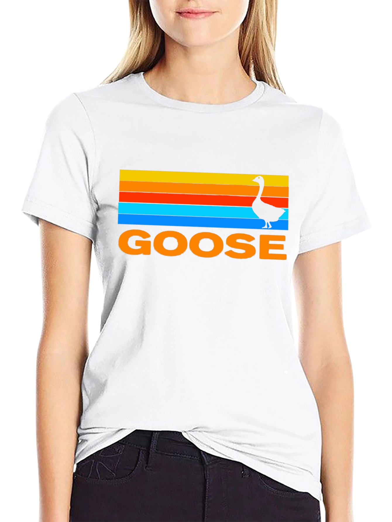 Black Retro Goose T-Shirt - Sunset Graphic Tee view 9