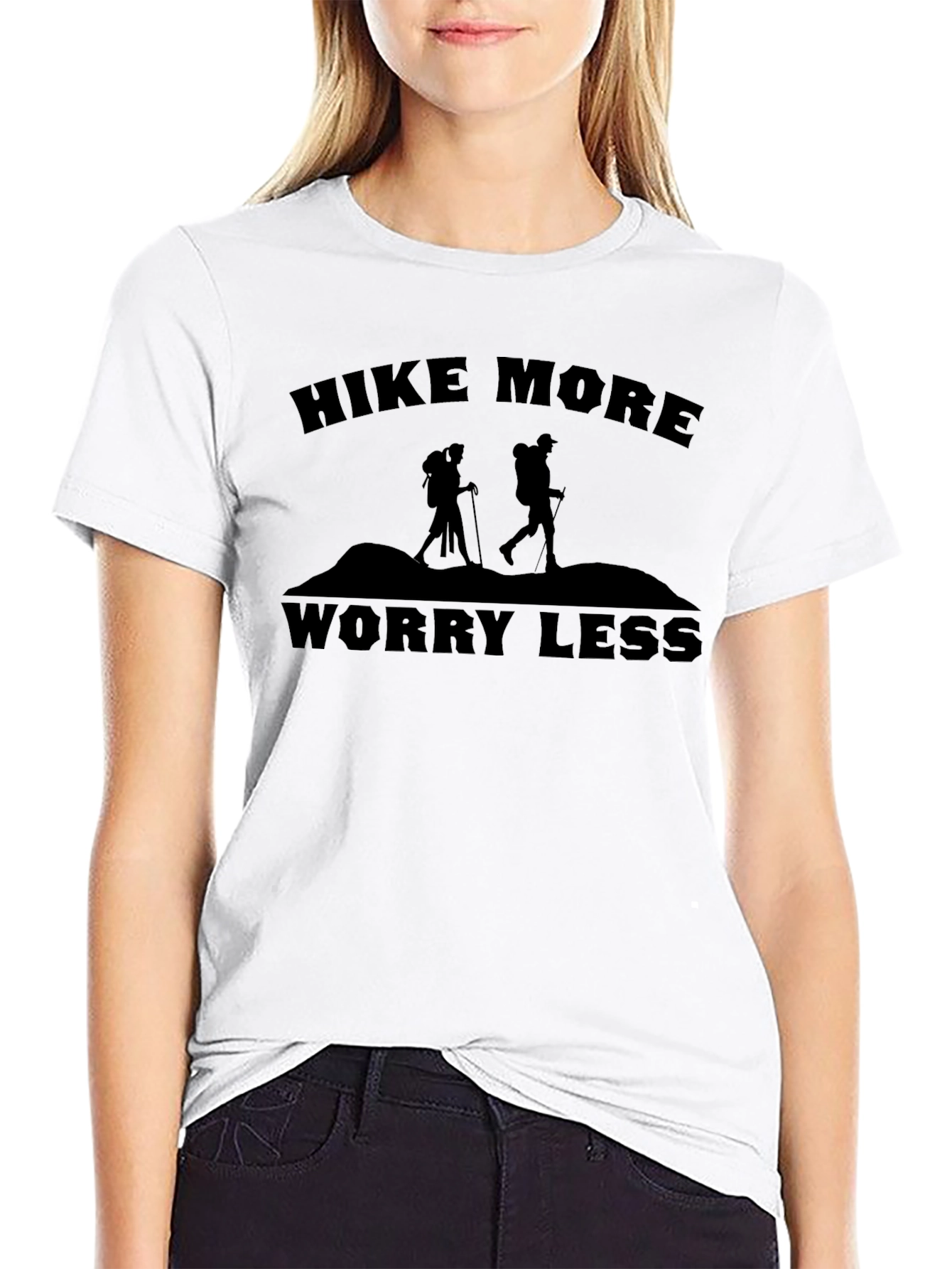 Black Hike More Worry Less Graphic T-Shirt - Black view 9