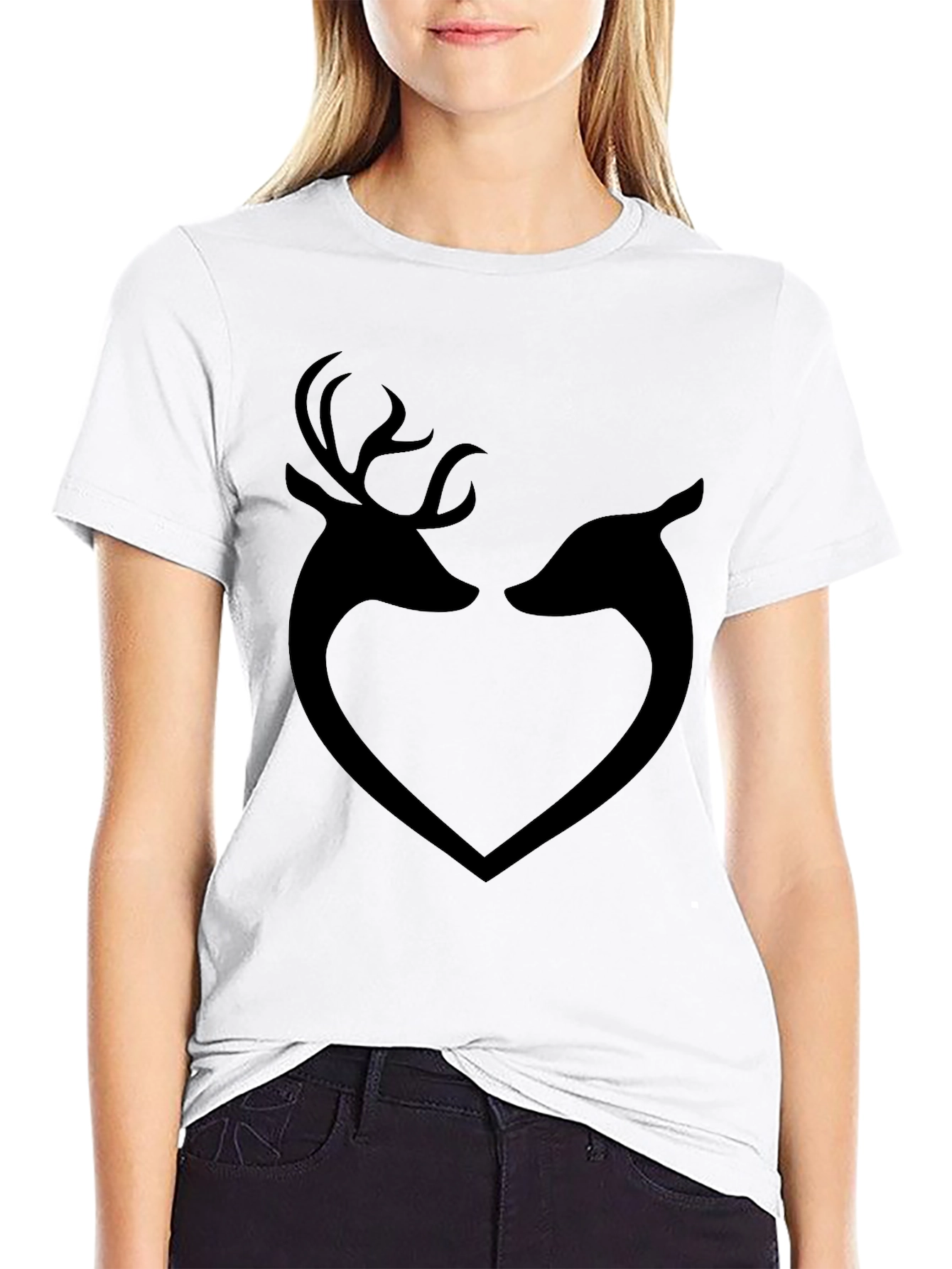 Black Deer Heart Graphic T-Shirt - Black view 9
