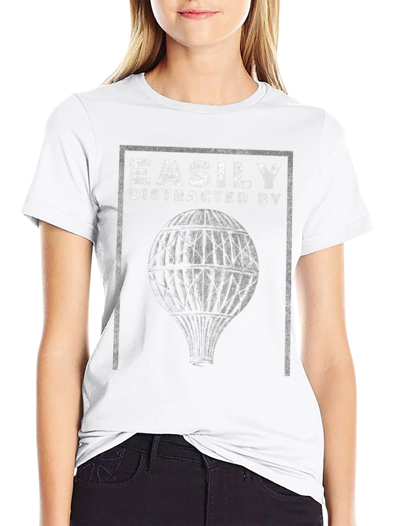 Black Easily Distracted By Hot Air Balloons T-Shirt view 9