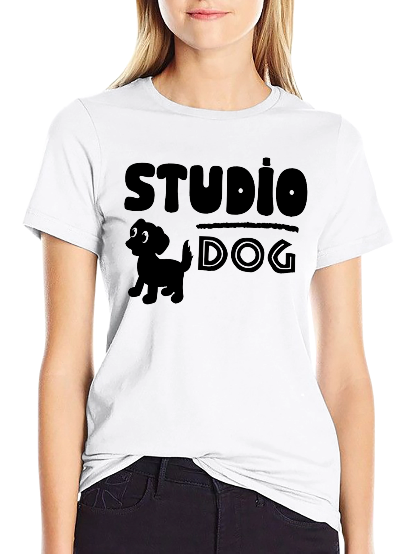 Black Studio Dog Graphic Tee - Black Cotton Blend view 9