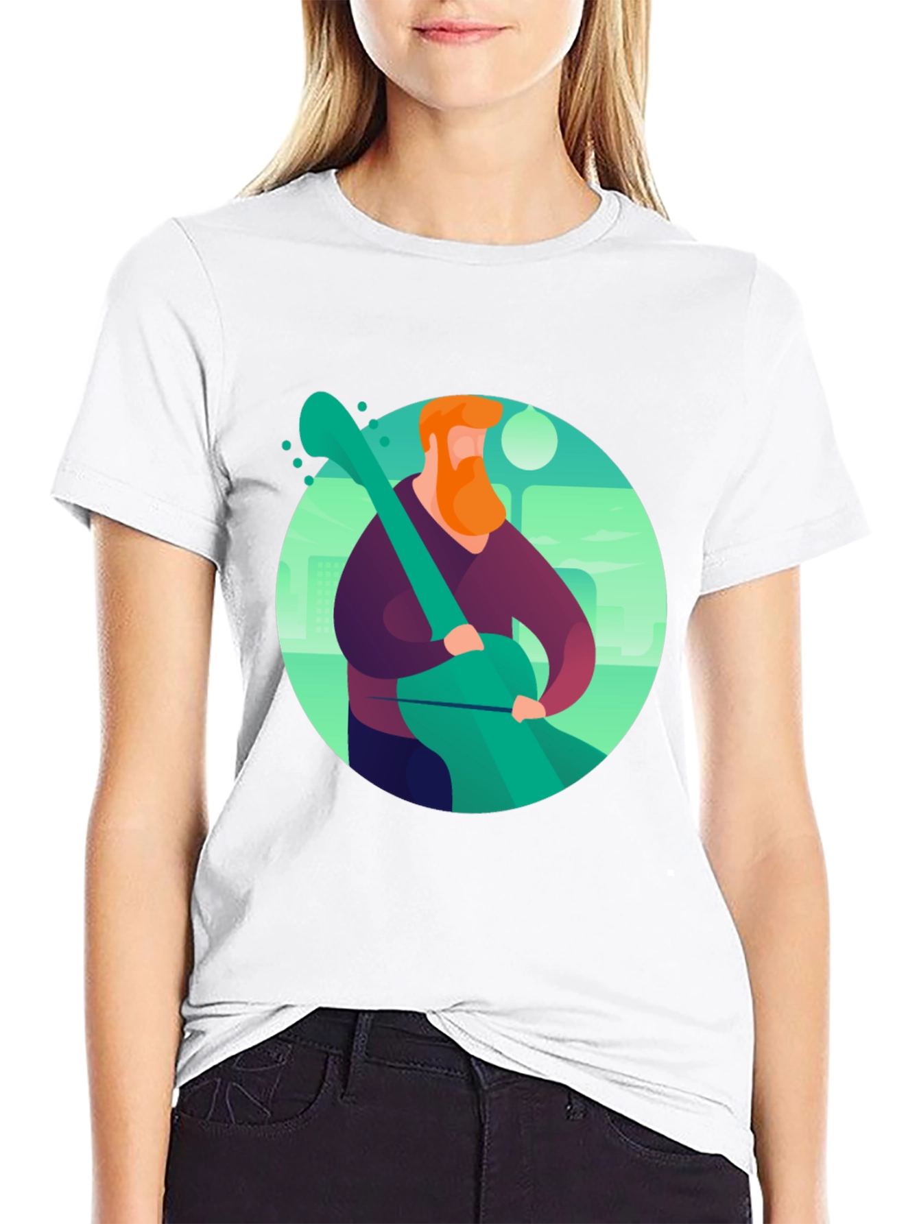 Black Guitar Man Graphic Tee - Black Cotton Blend view 9