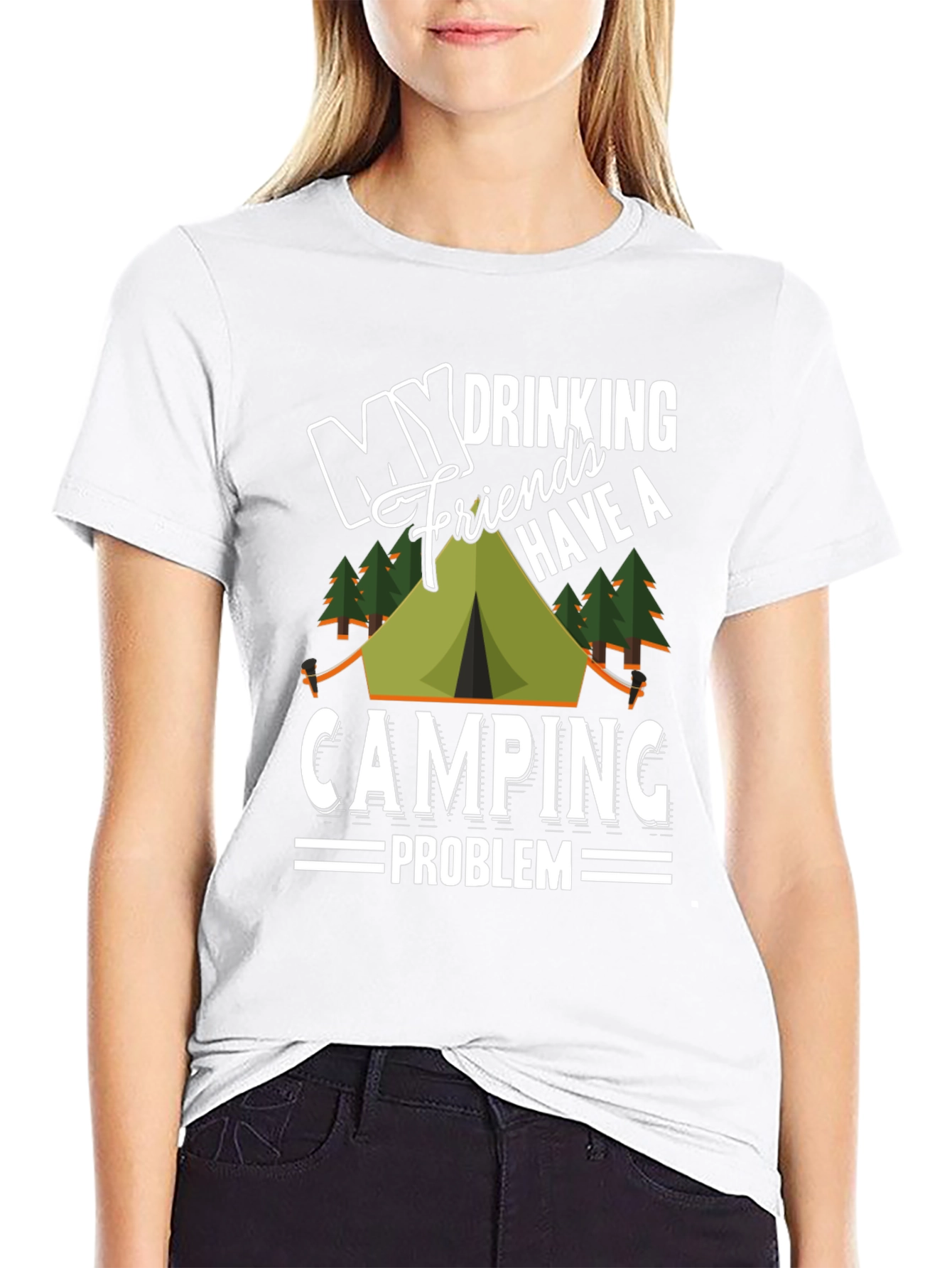Black My Drinking Friends Camping T-Shirt view 9