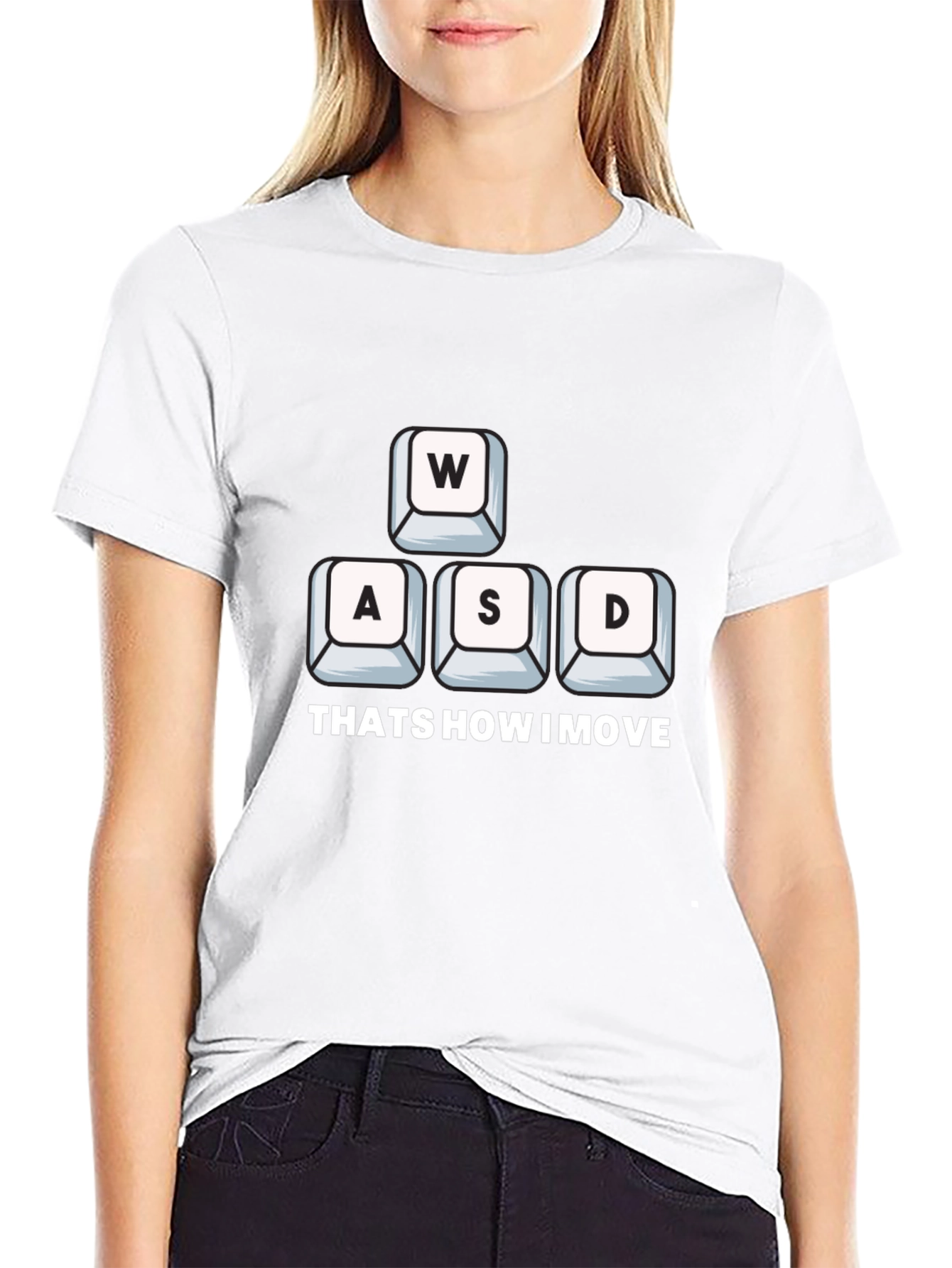 Black Gamer Move T-Shirt - WASD Keys Design view 9