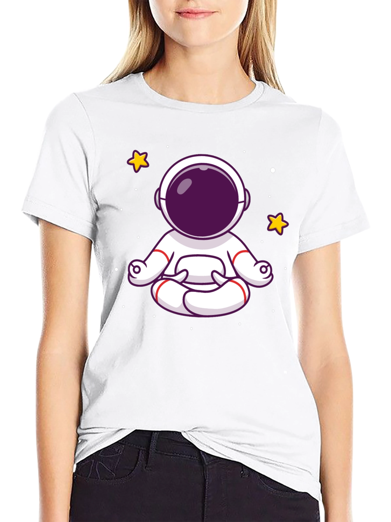 Black Meditating Astronaut Graphic Tee - Black Cotton Shirt view 9