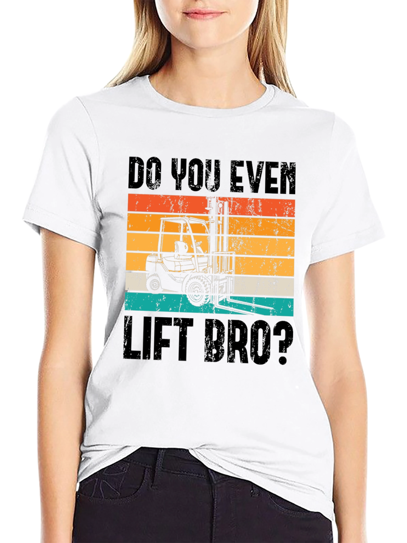 Black Do You Even Lift Bro? Forklift Operator T-Shirt view 9