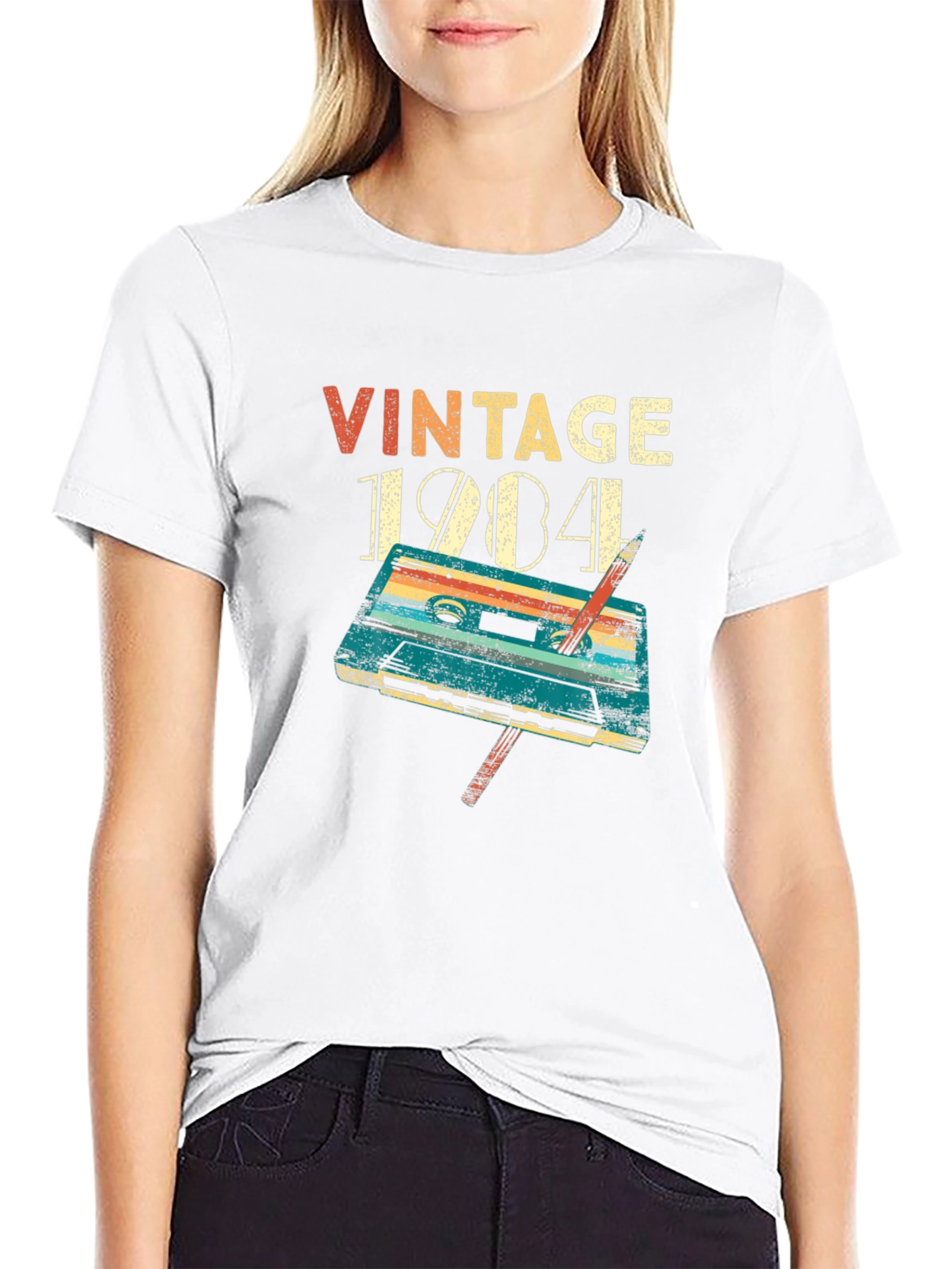 Black Vintage 1984 Cassette Tape Graphic T-Shirt view 9