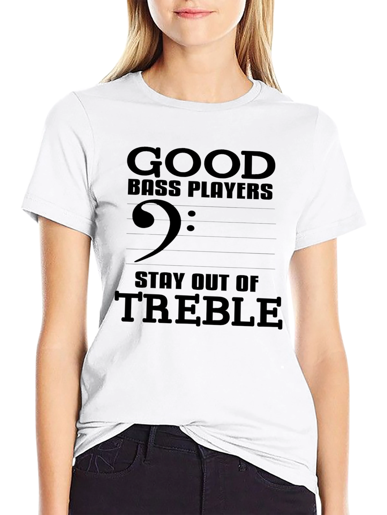 Black Bass Player Stay Out of Treble Graphic Tee view 9