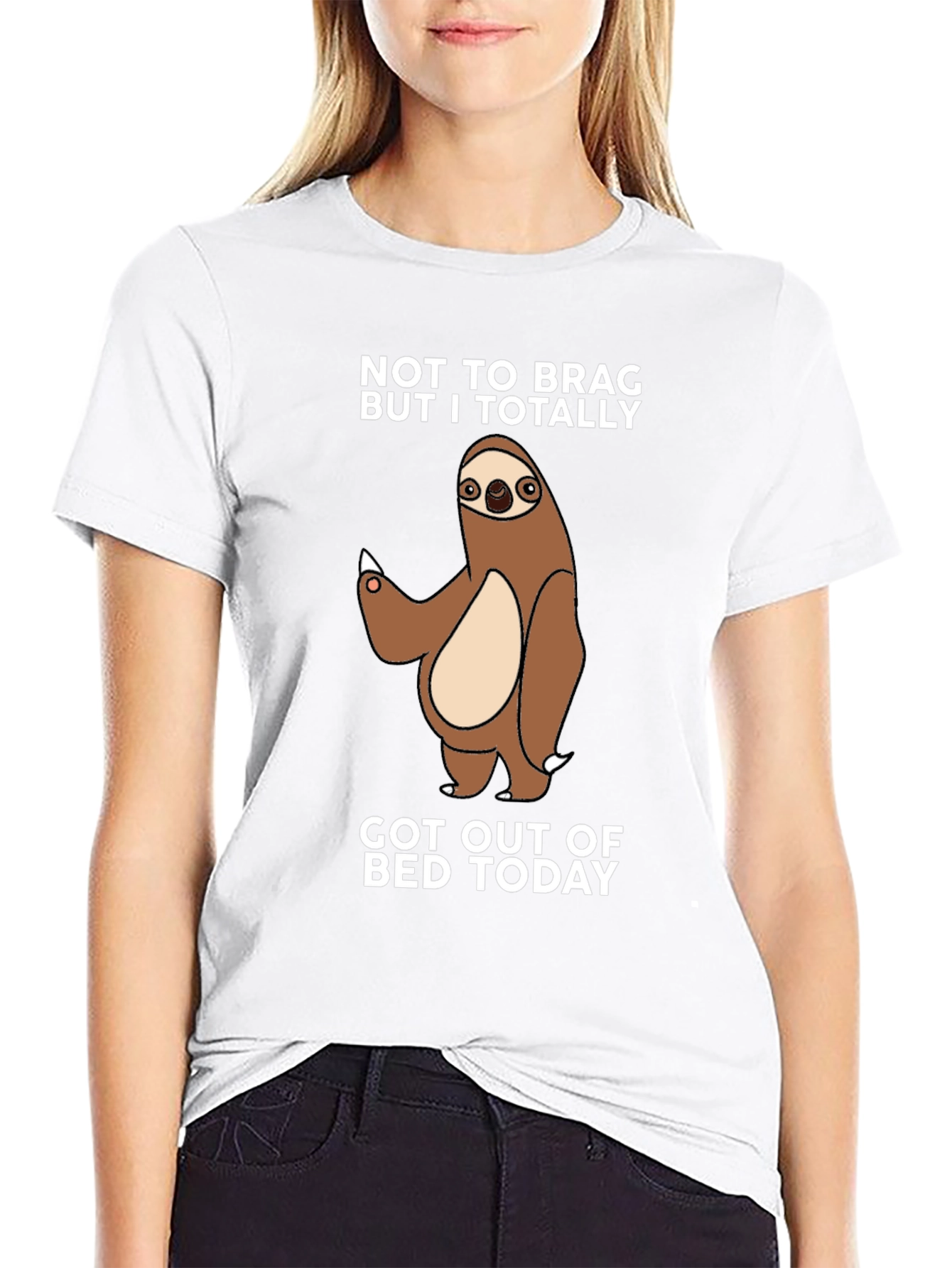 Black Funny Sloth T-Shirt - Got Out of Bed Today view 9